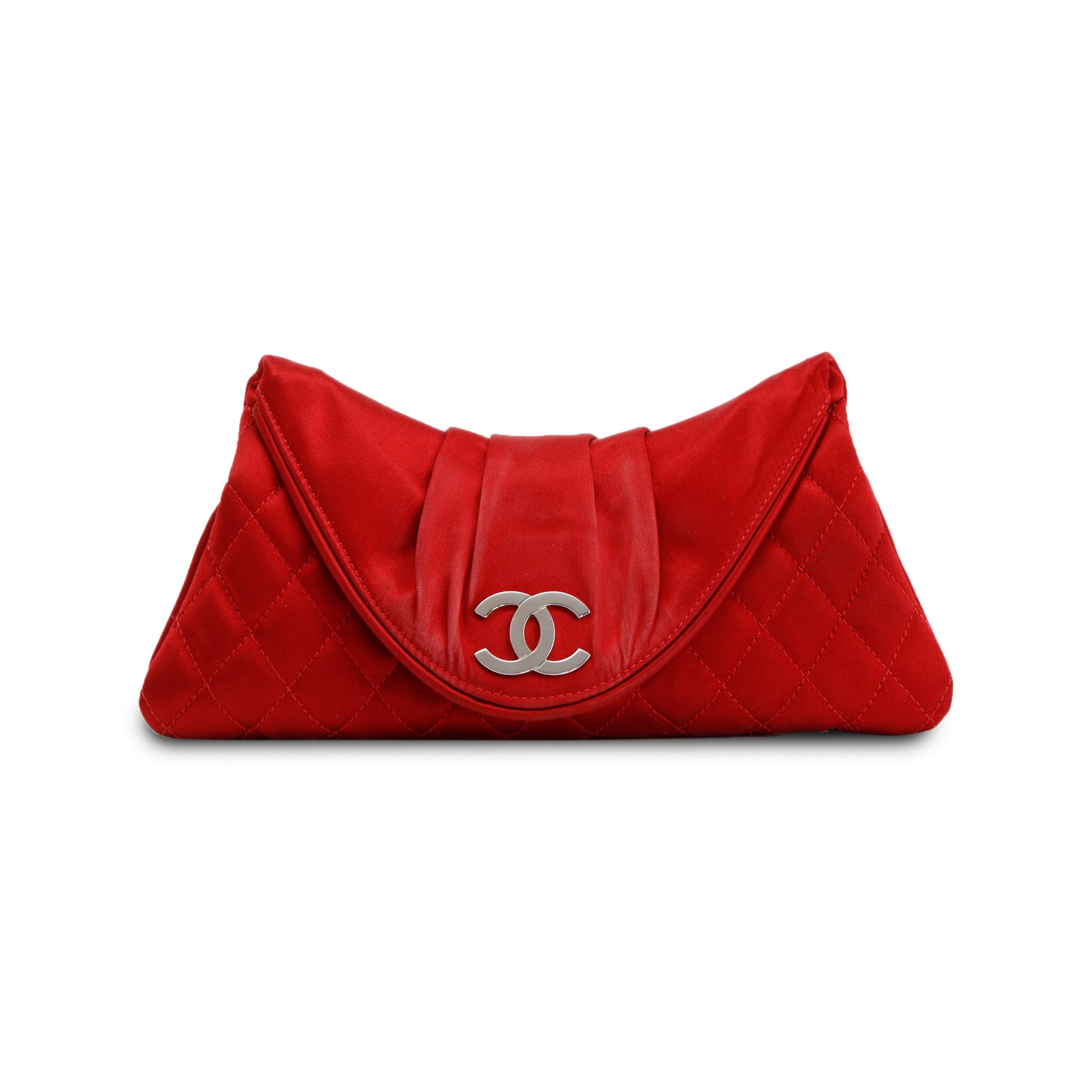 Chanel Satin Half Moon Clutch w/ Authenticity Card