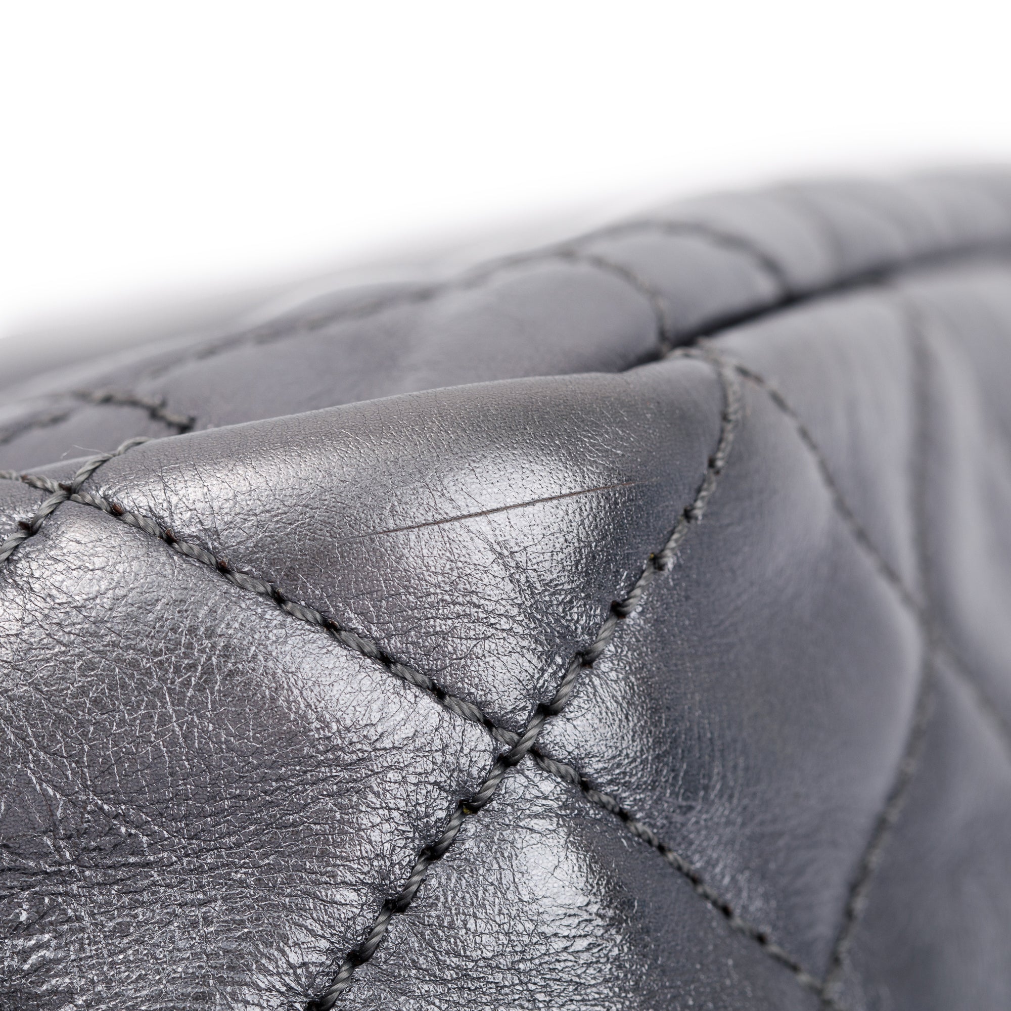 Chanel Silver Aged Calfskin Leather Medium Reissue Camera Bag w/ Authenticity Card