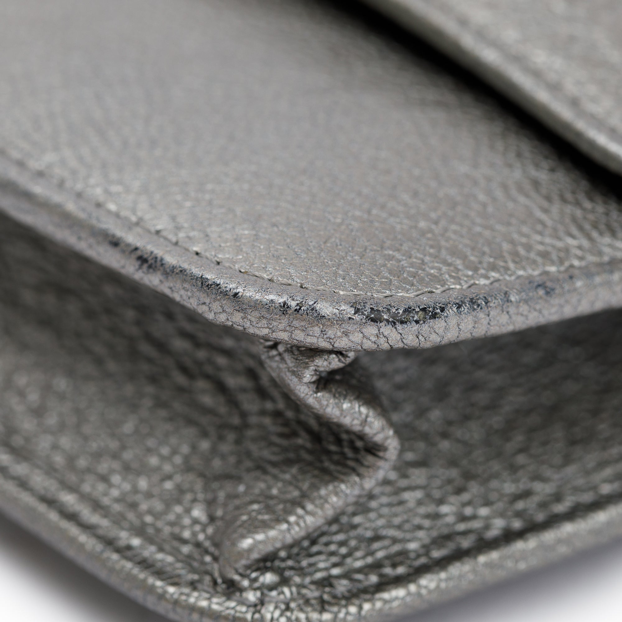 Chanel Silver Calfskin Leather CC Wallet on Chain w/ Box