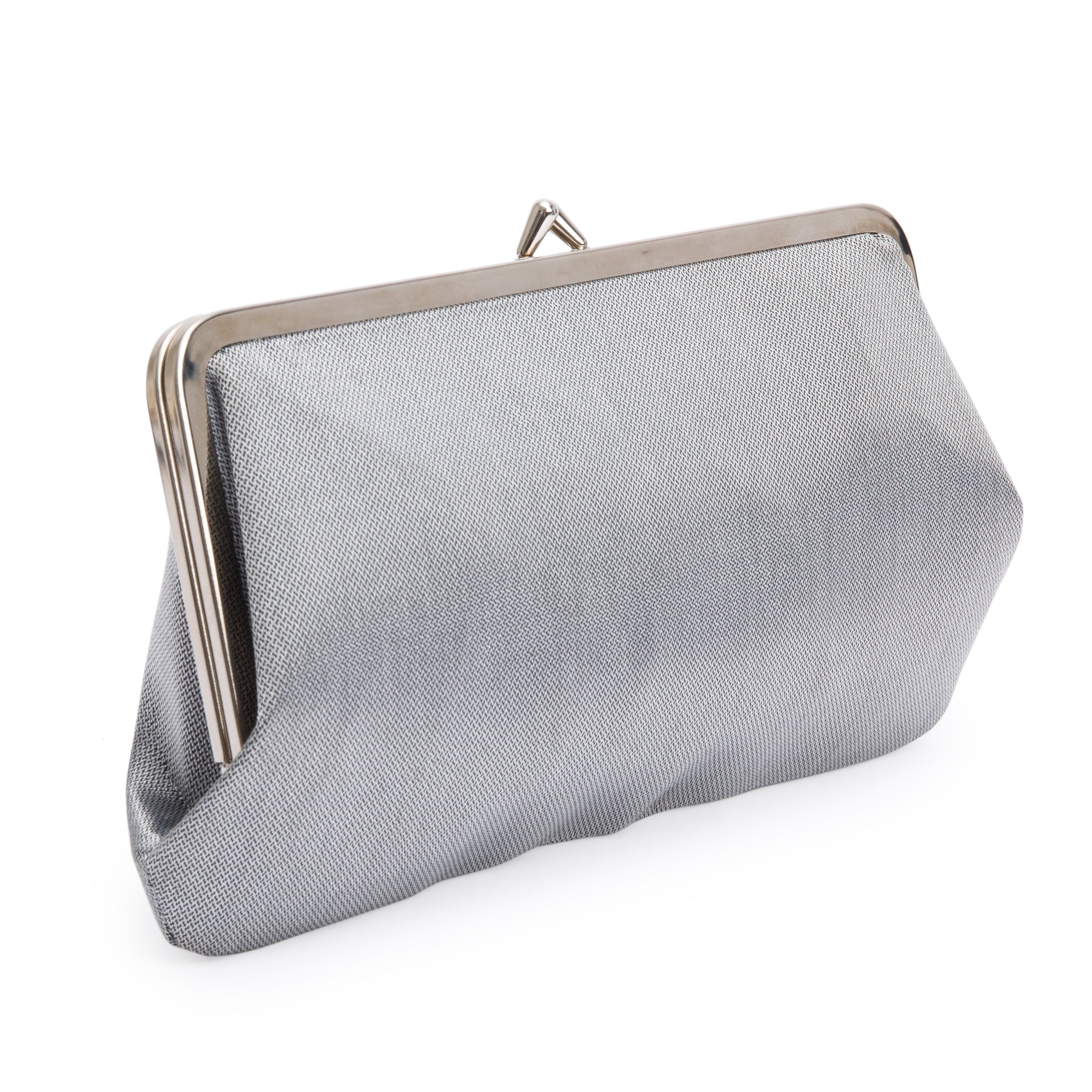 Chanel Silver Nylon CC Kisslock Frame Clutch