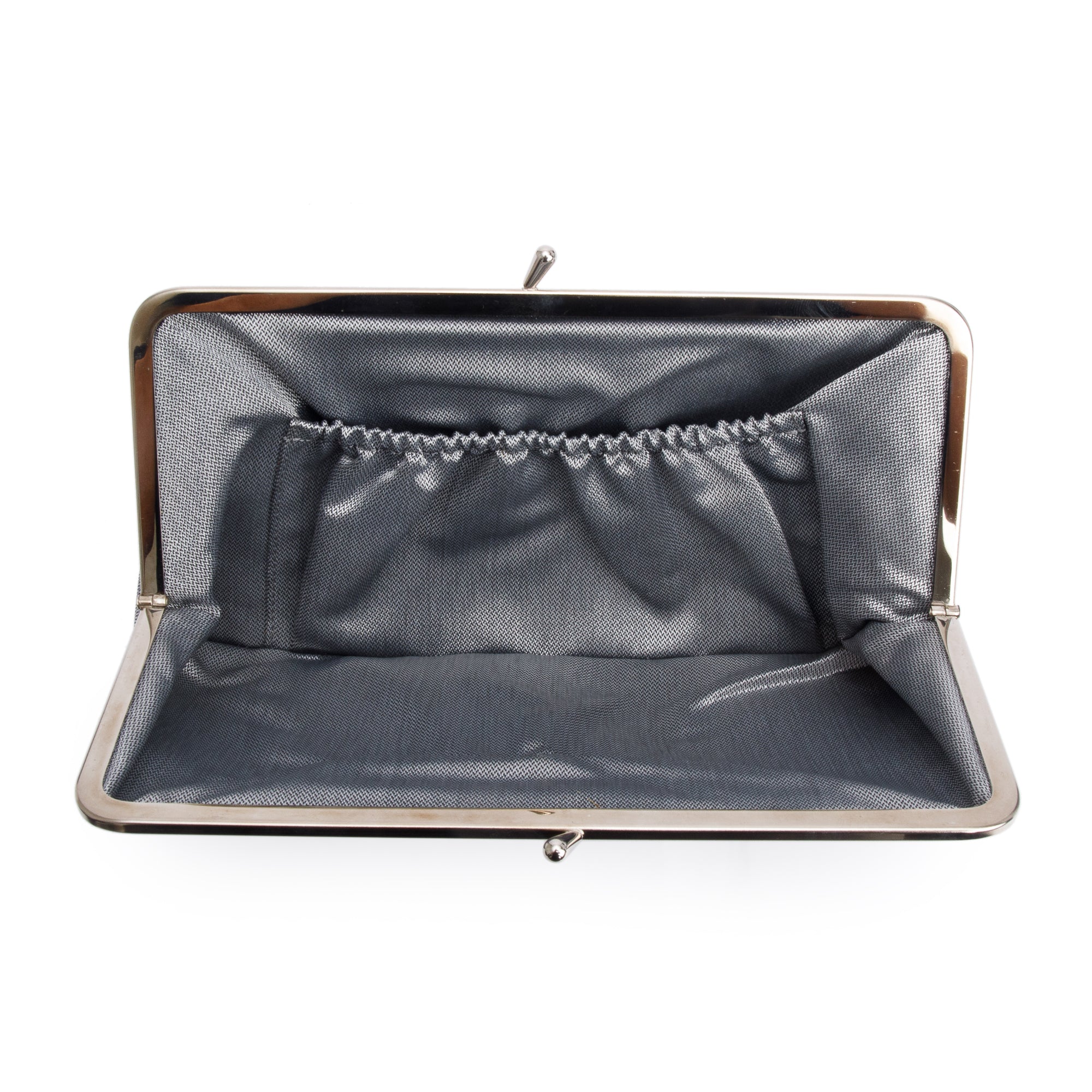 Chanel Silver Nylon CC Kisslock Frame Clutch