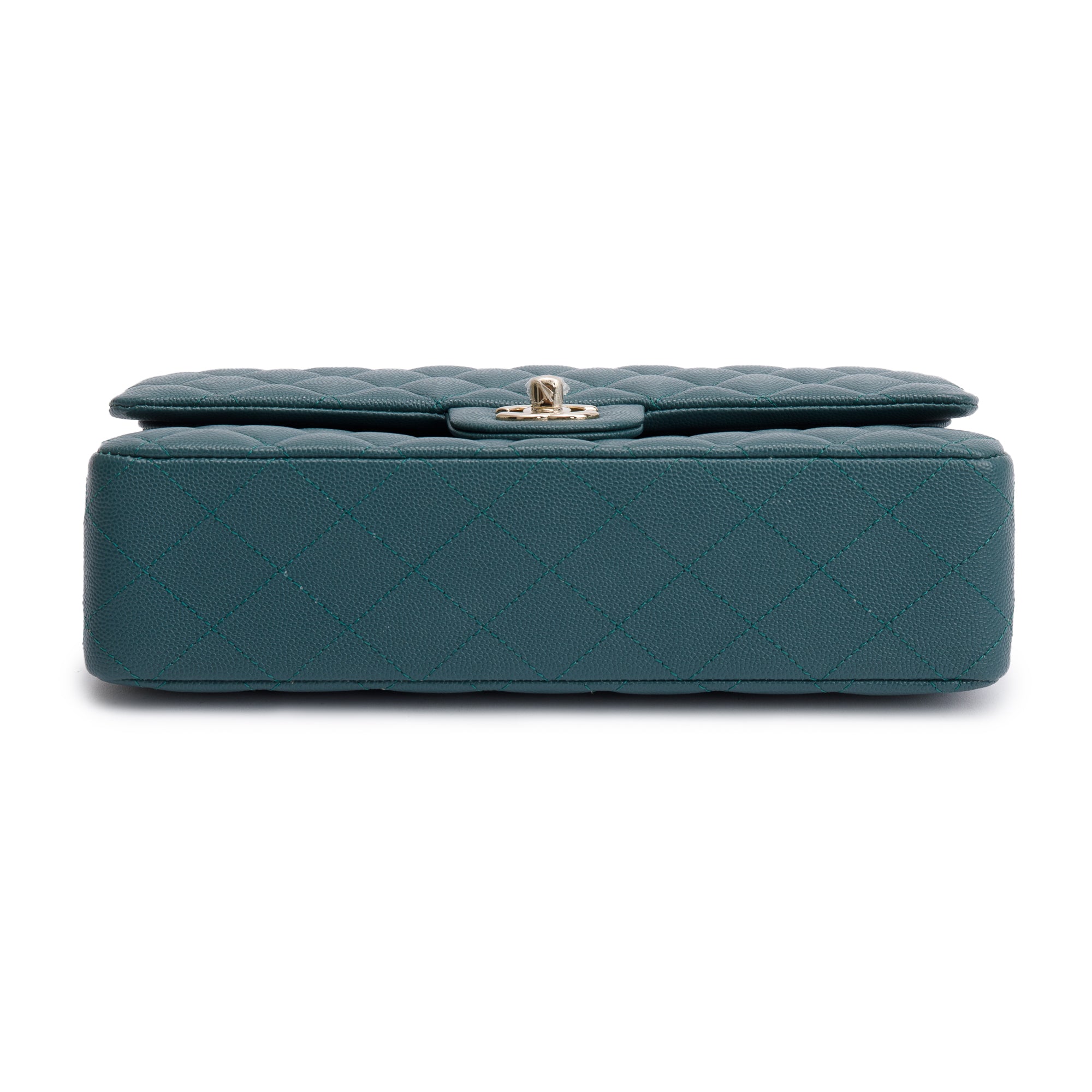 Chanel Teal Quilted Caviar Leather Classic Medium Double Flap Bag w/ Box & Authenticity Card