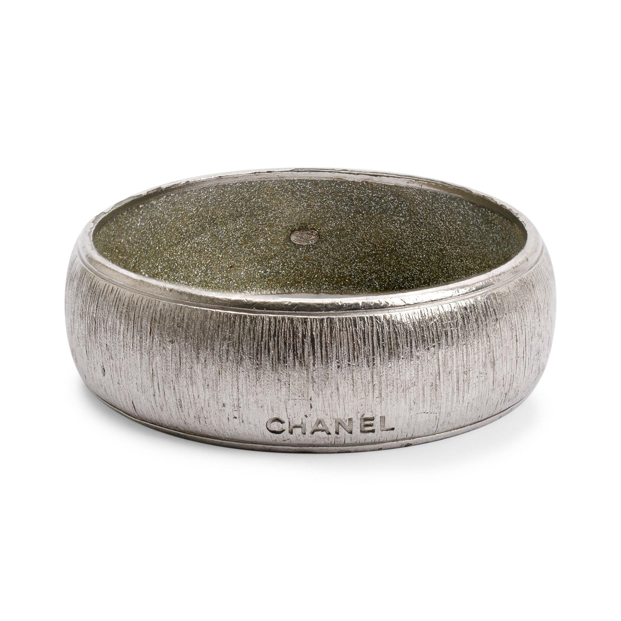 Chanel Textured Logo Bangle