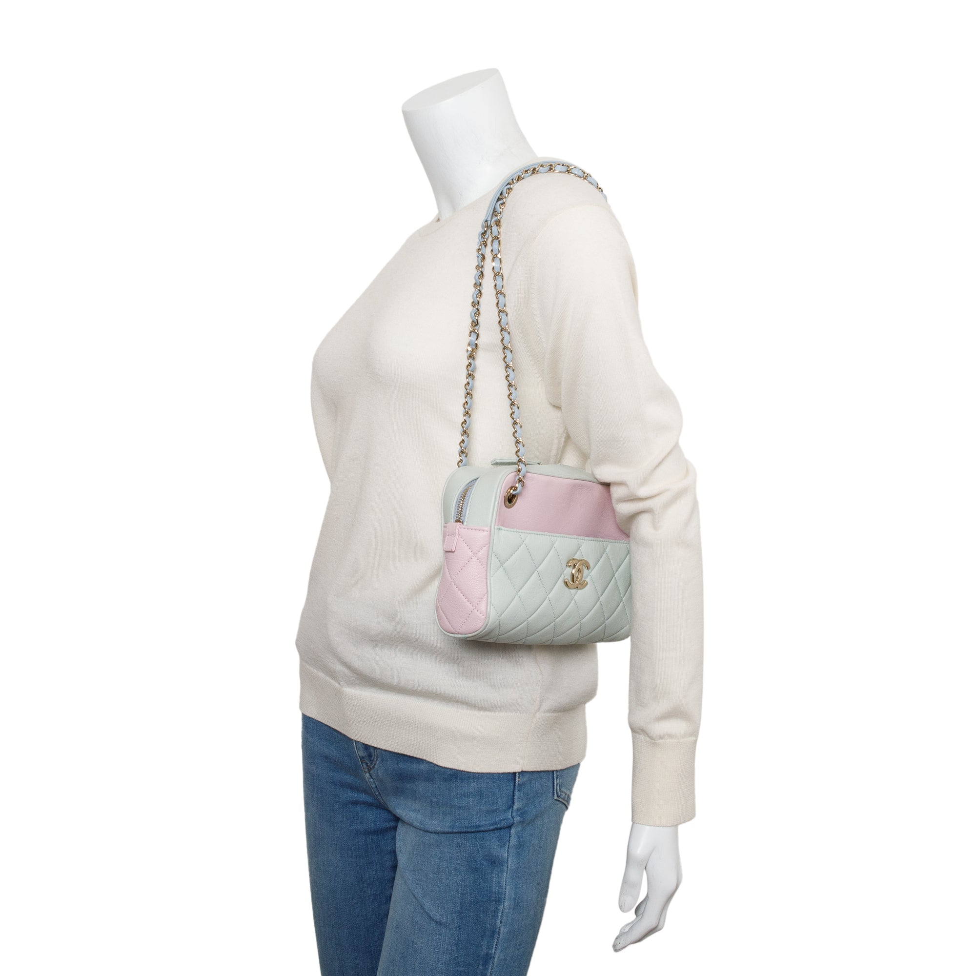 Chanel Tricolour Quilted Calfskin Leather In & Out Camera Bag w/ Insert