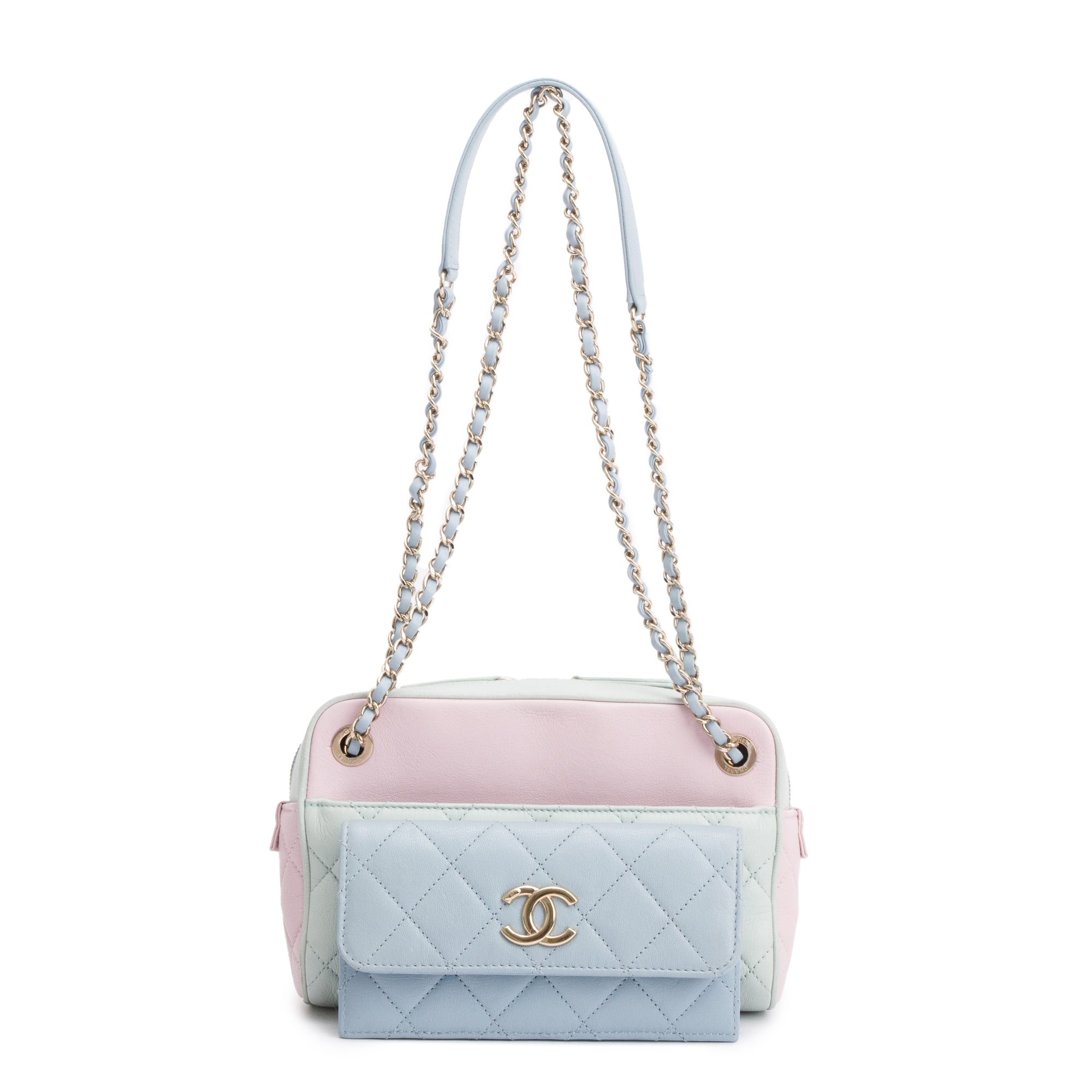 Chanel Tricolour Quilted Calfskin Leather In & Out Camera Bag w/ Insert