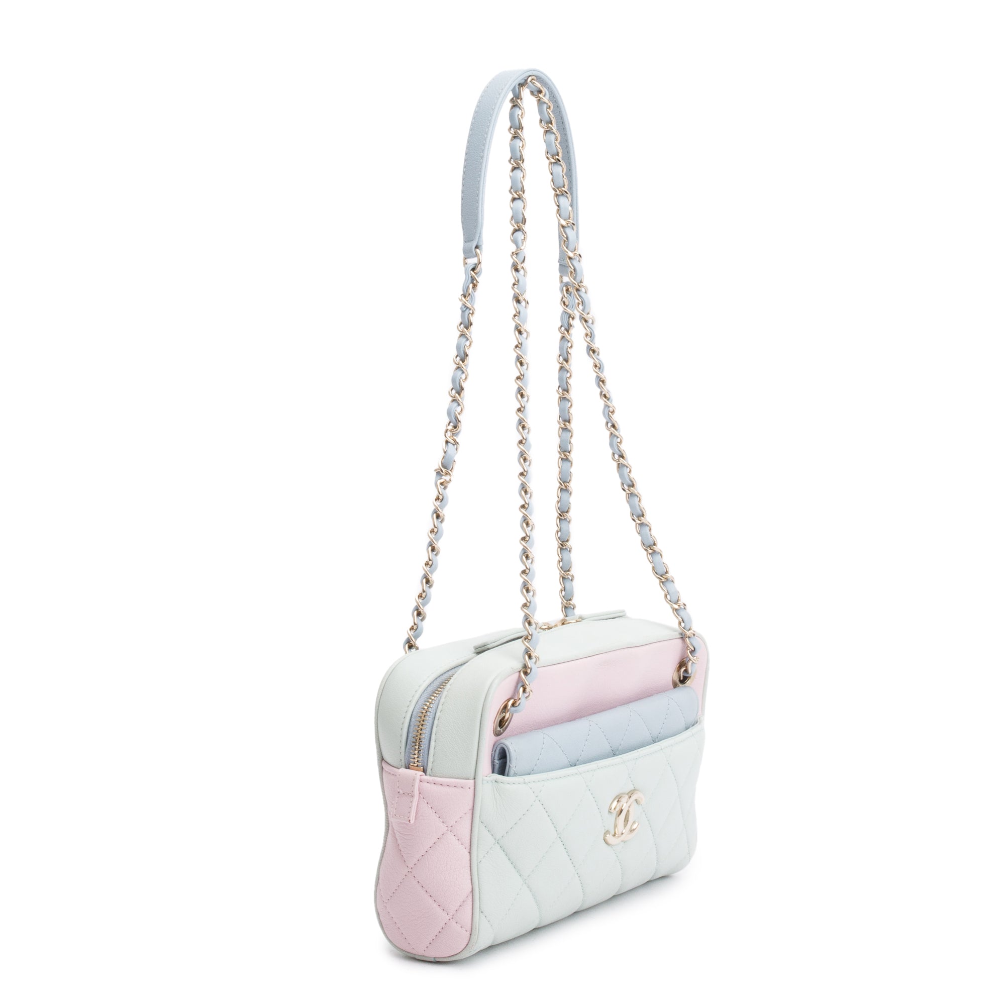 Chanel Tricolour Quilted Calfskin Leather In & Out Camera Bag w/ Insert