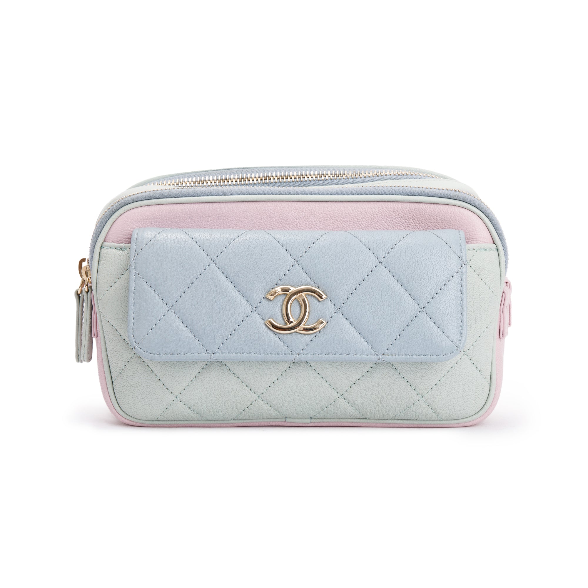 Chanel Tricolour Quilted Calfskin Leather In & Out Camera Waist Bag w/ Insert & Authenticity Card