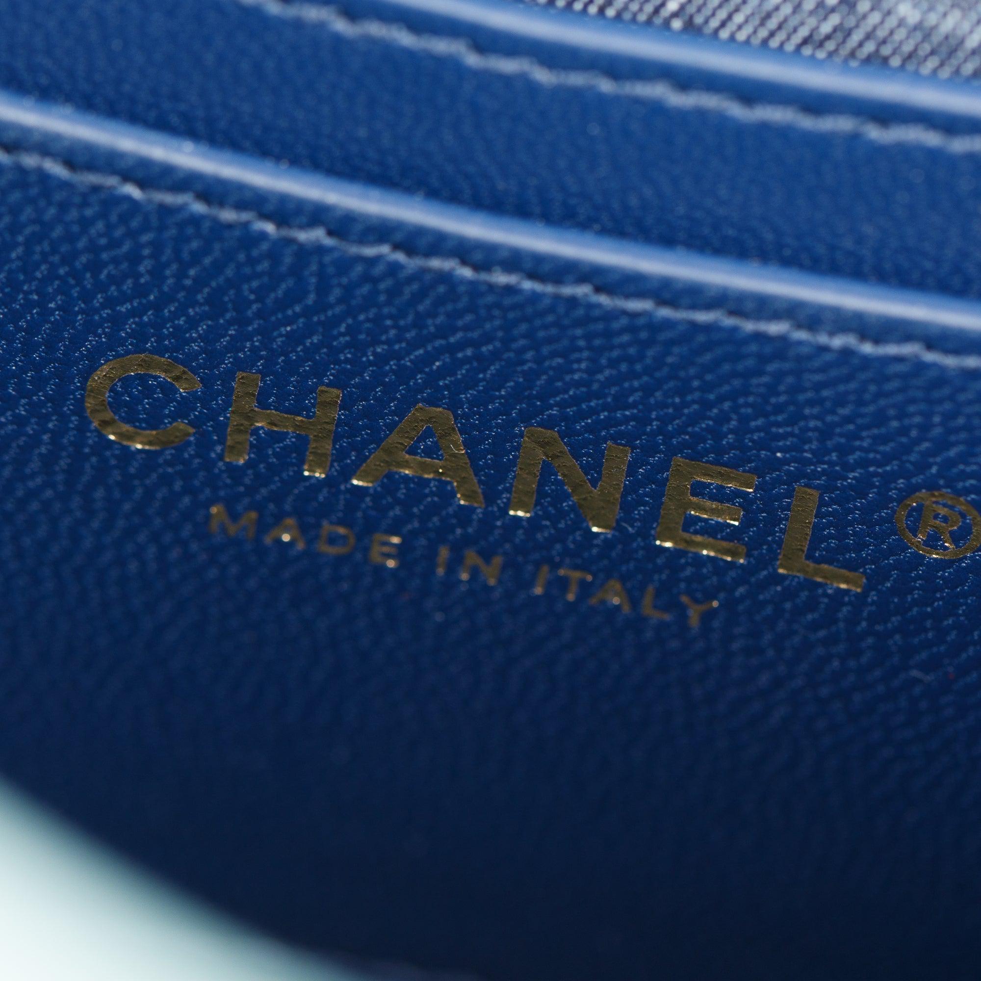 Chanel Turquoise Lambskin Leather Vanity Case on Chain w/ Box & Authenticity Card