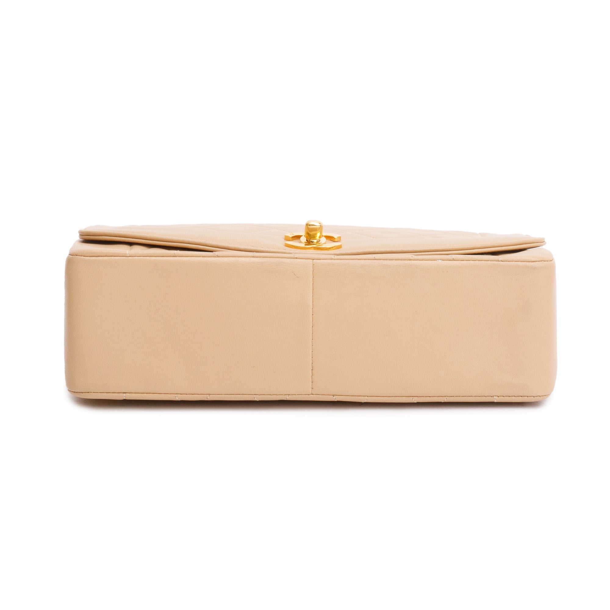 Chanel Vintage Beige Lambskin Leather Medium Diana Flap Bag w/ Box