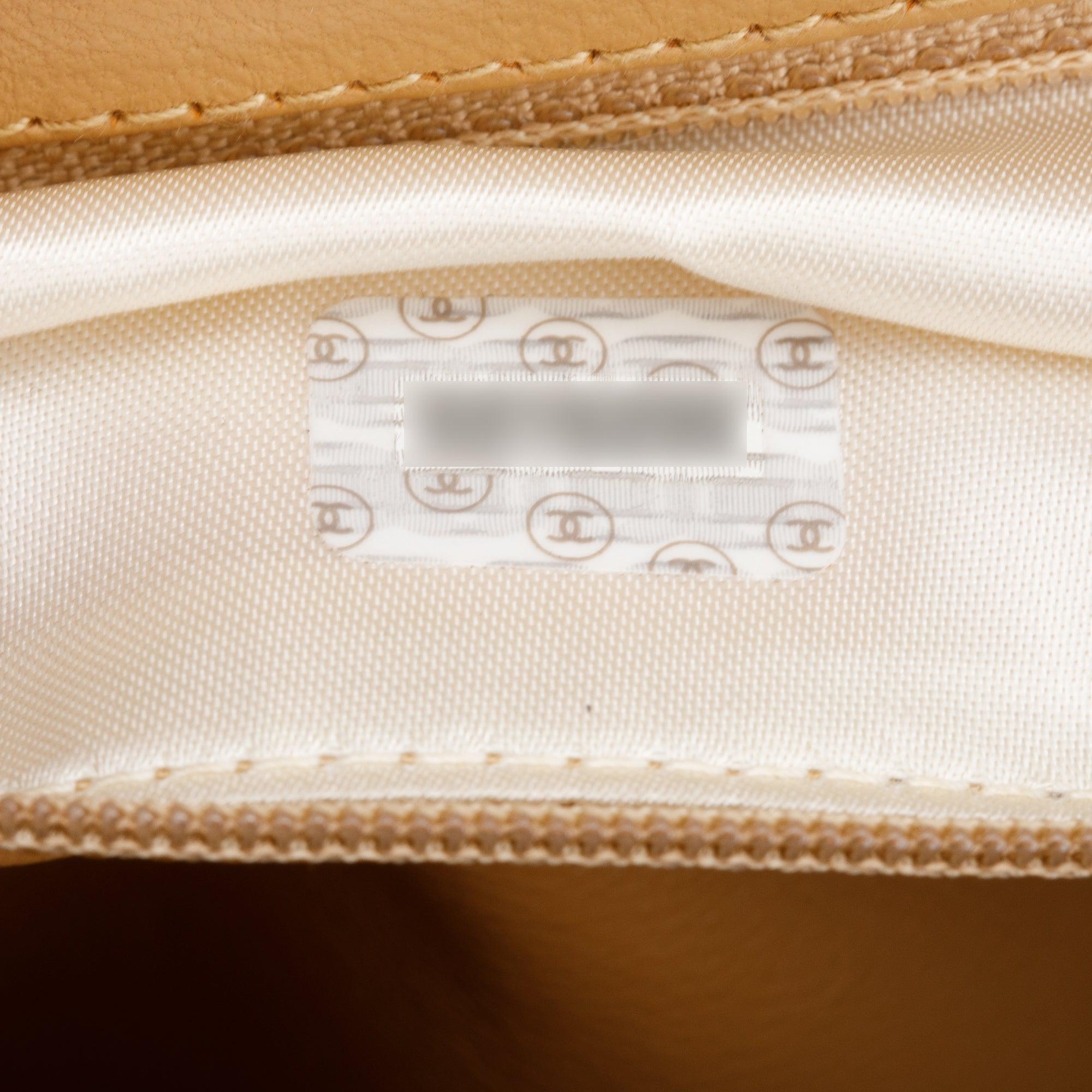 Chanel Vintage Beige Lambskin Leather Wicker Basket Bag w/ Authenticity Card