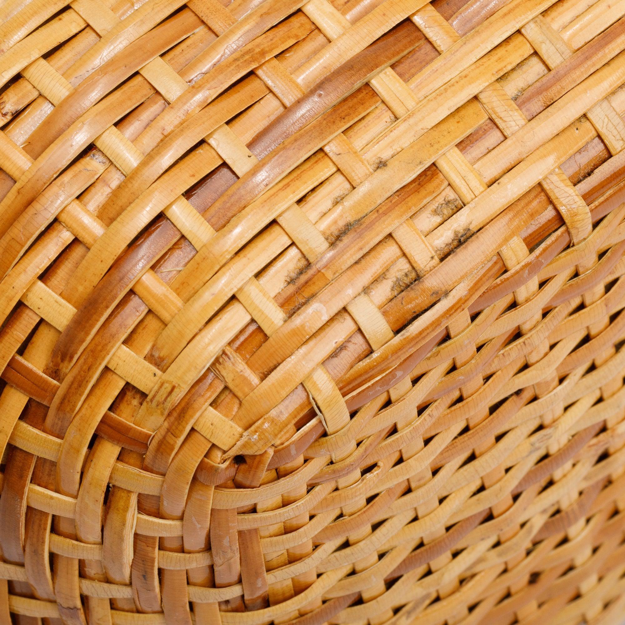 Chanel Vintage Beige Lambskin Leather Wicker Basket Bag w/ Authenticity Card