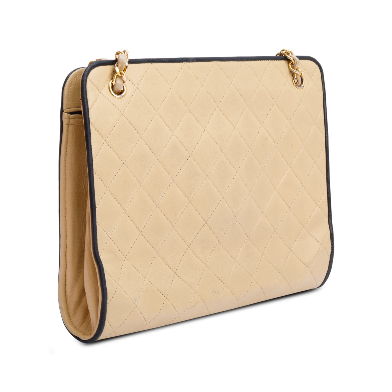Chanel Vintage Beige Quilted CC Shoulder Bag