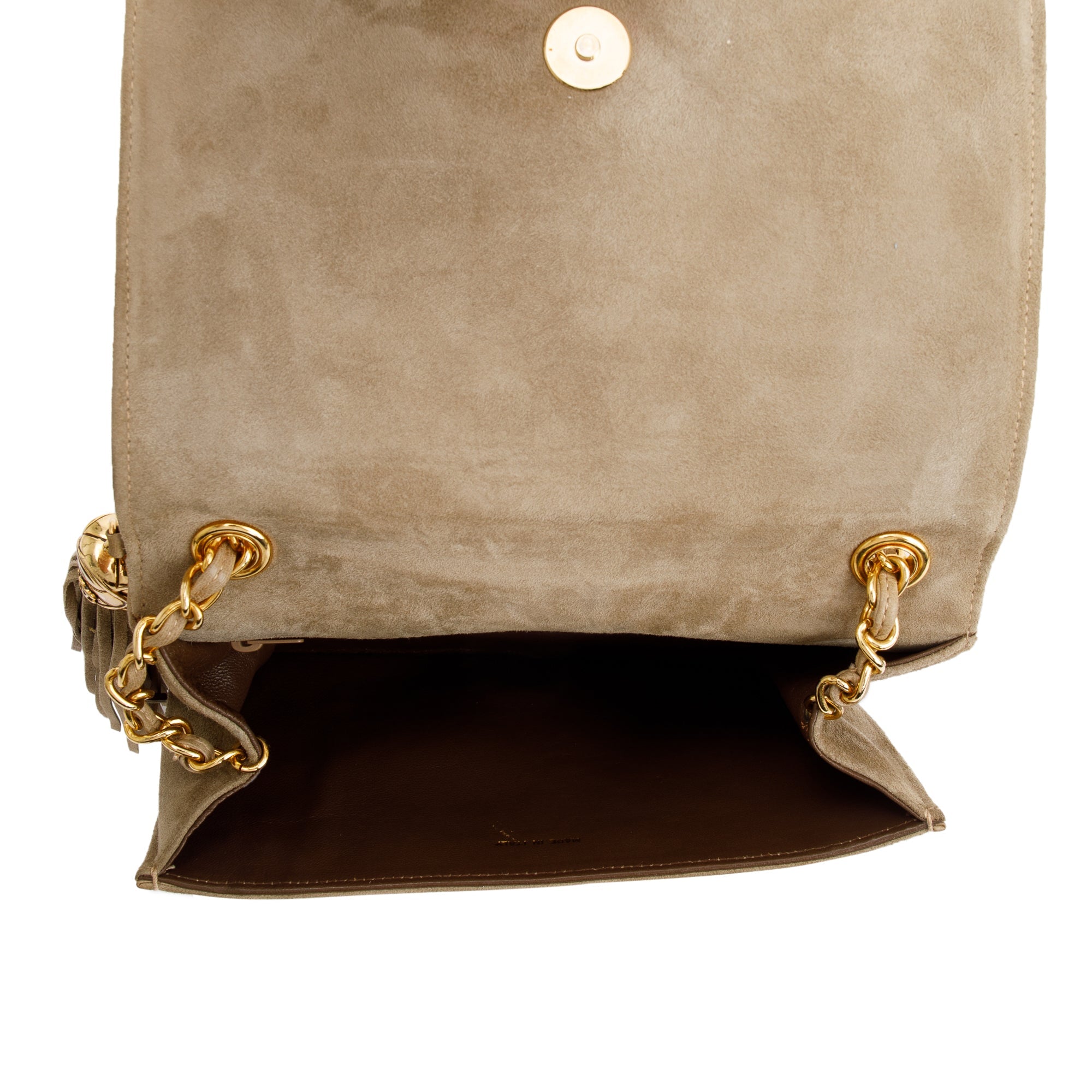 Chanel Vintage Beige Suede Timeless Tassel Wallet on Chain