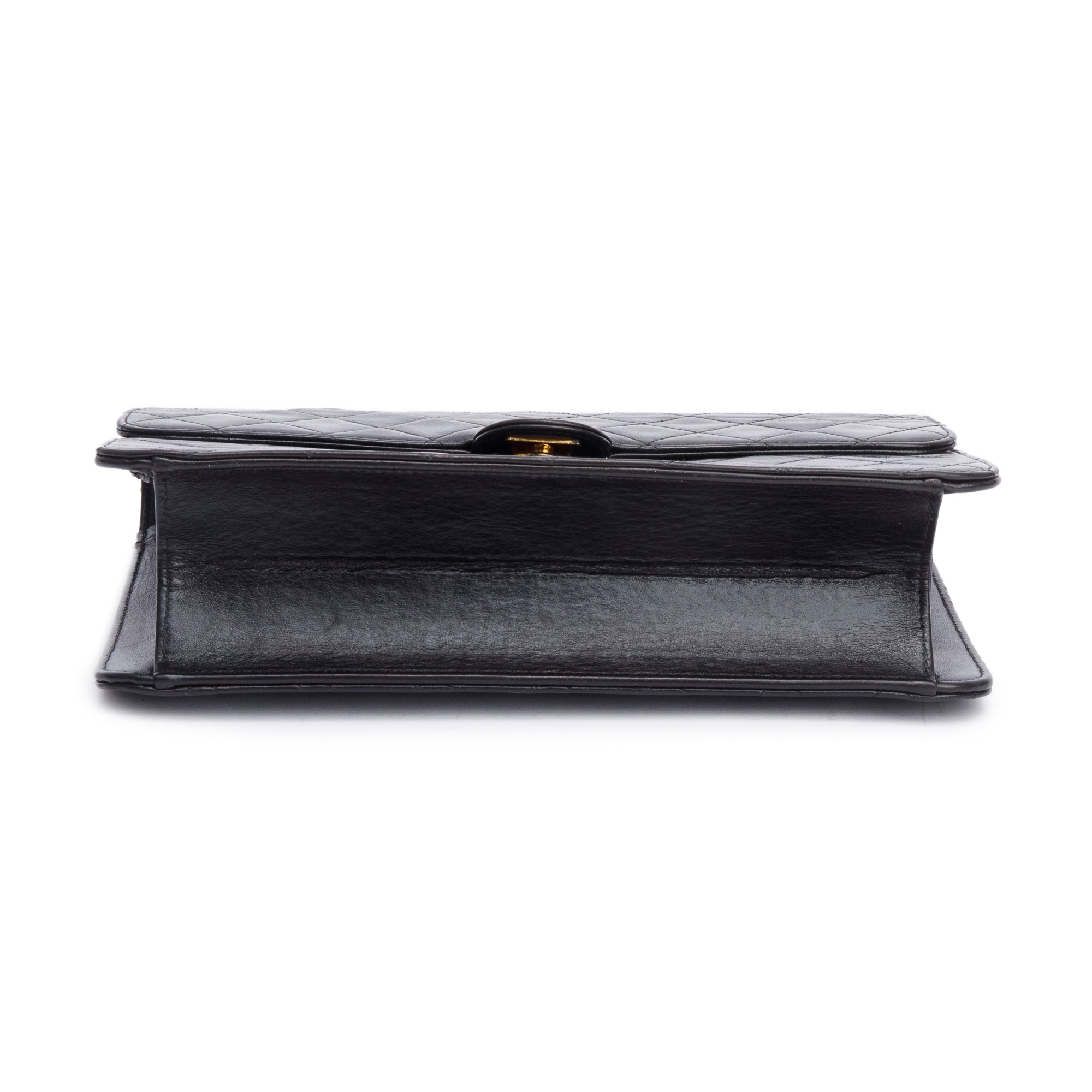 Chanel Vintage Black Calfskin Leather Medium Square CC Flap Bag w/ Box