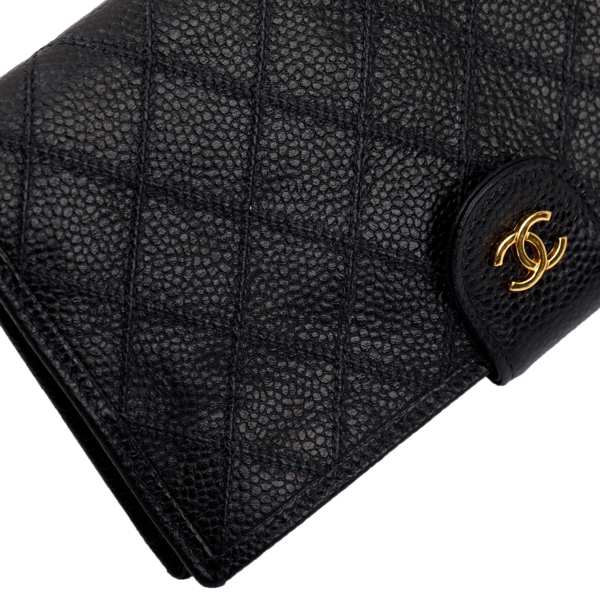 Chanel Vintage Black Caviar Long French Wallet w/ Box
