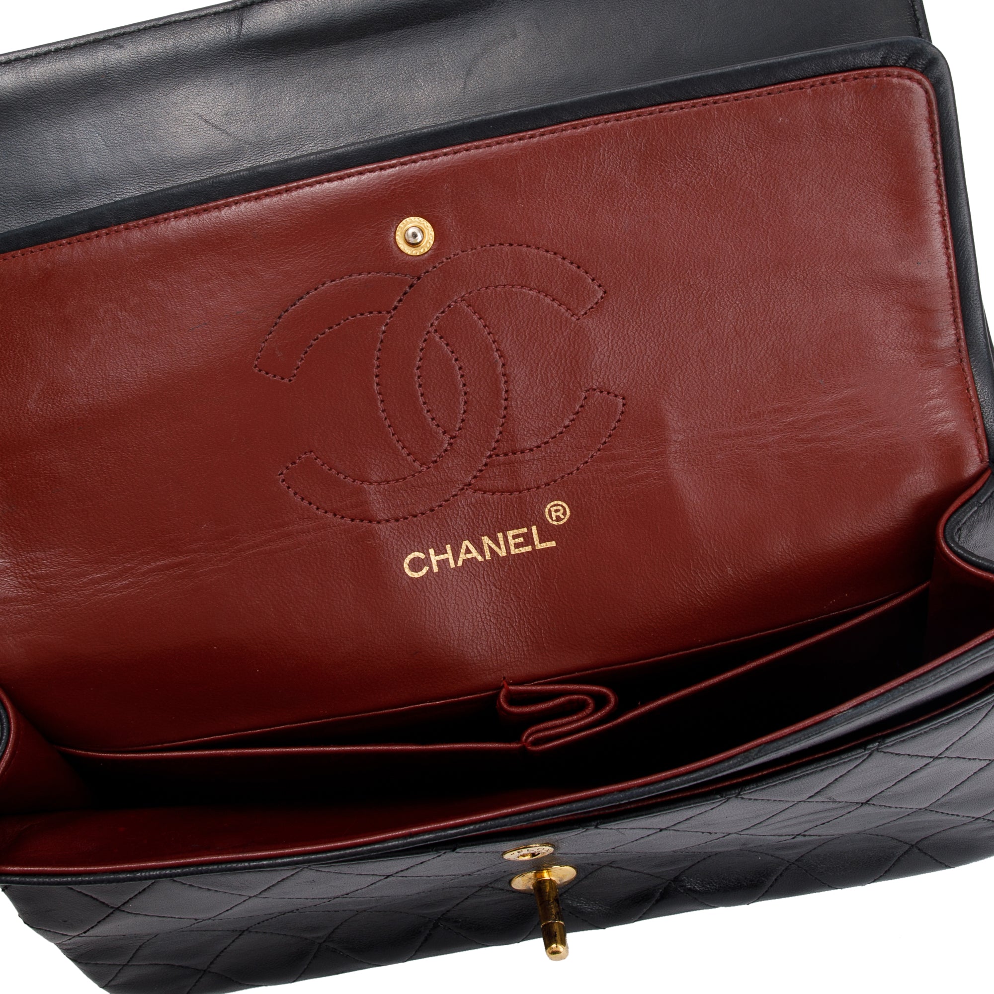Chanel Vintage Black Lambskin Classic Medium Double Flap Bag