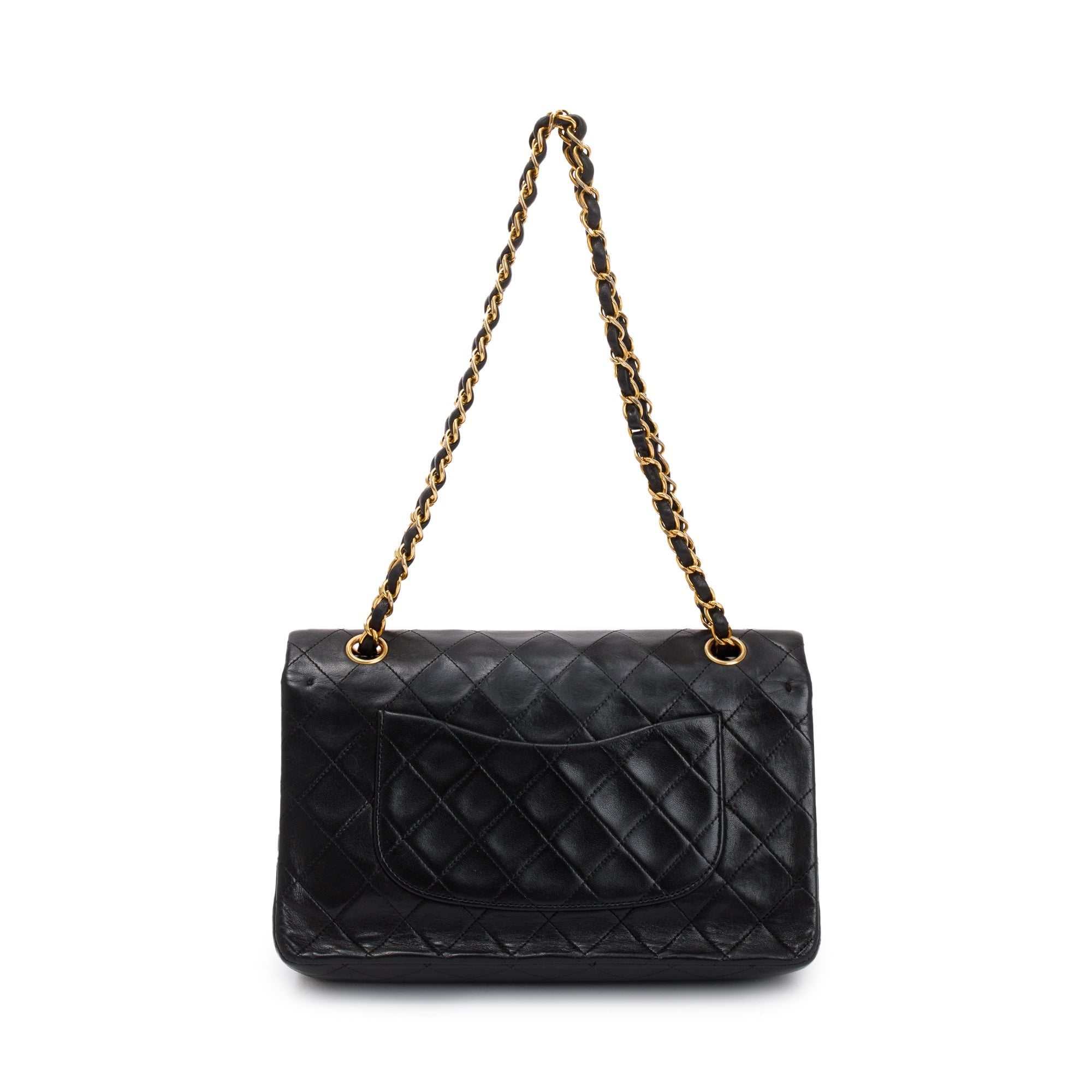 Chanel Vintage Black Lambskin Classic Medium Double Flap Bag