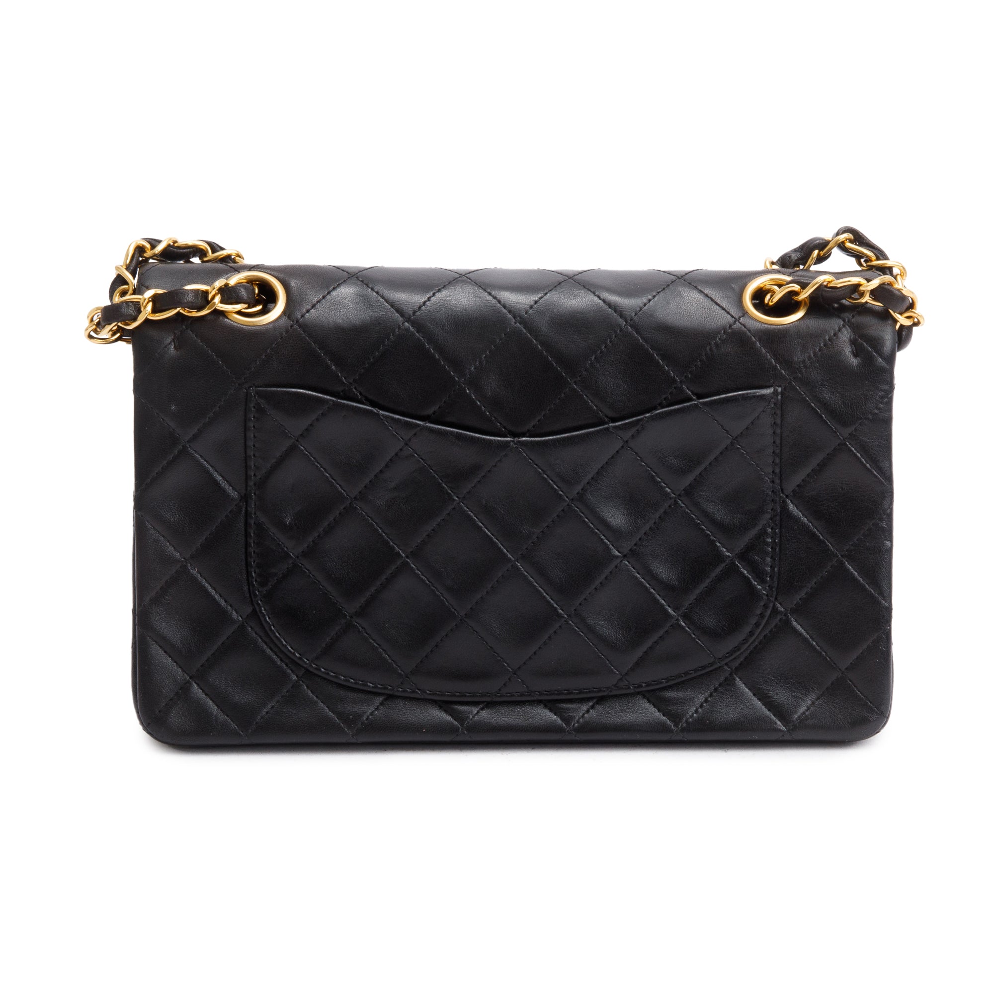 Chanel Vintage Black Lambskin Classic Small Double Flap Bag