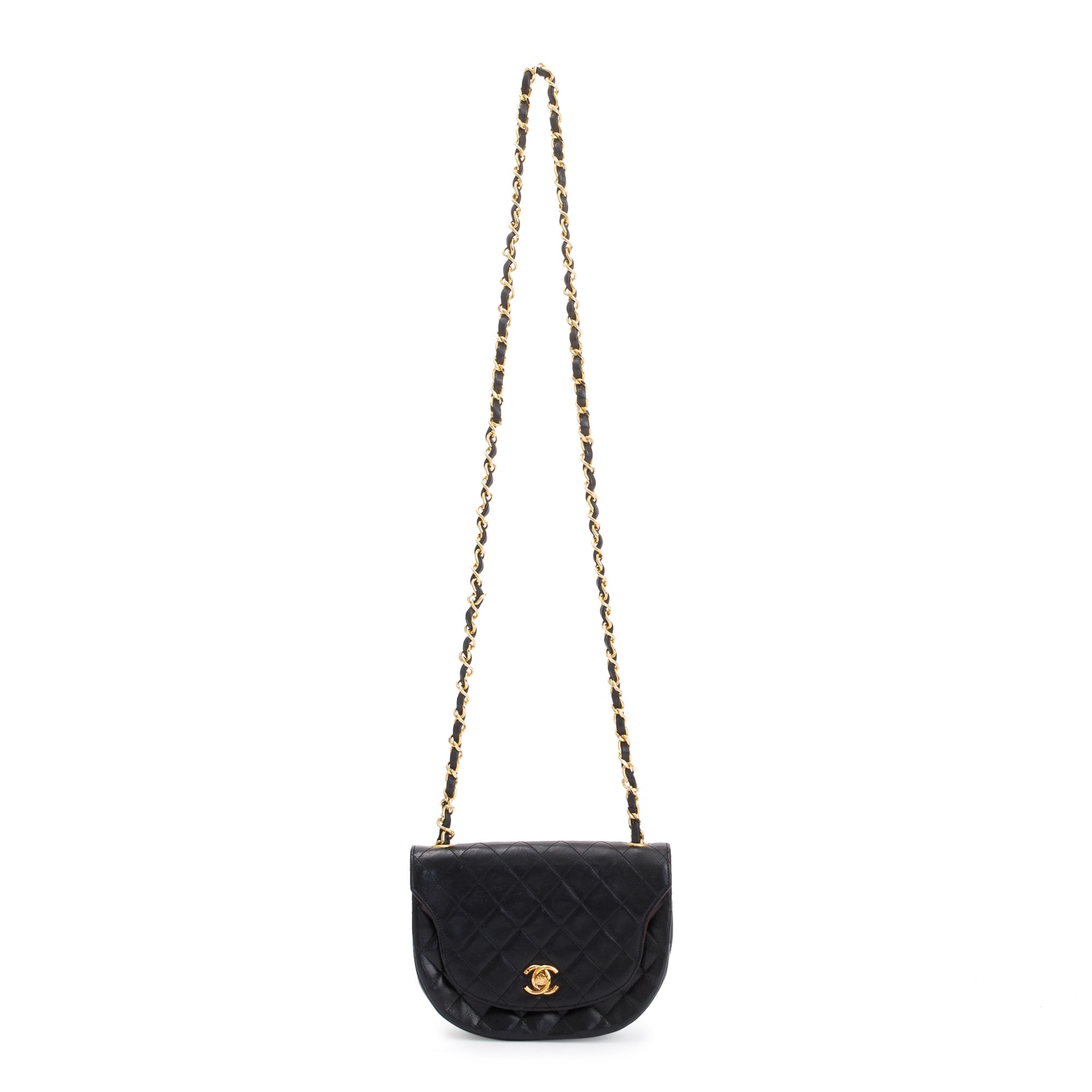 Chanel Vintage Black Lambskin Leather Mini Crossbody Flap Bag