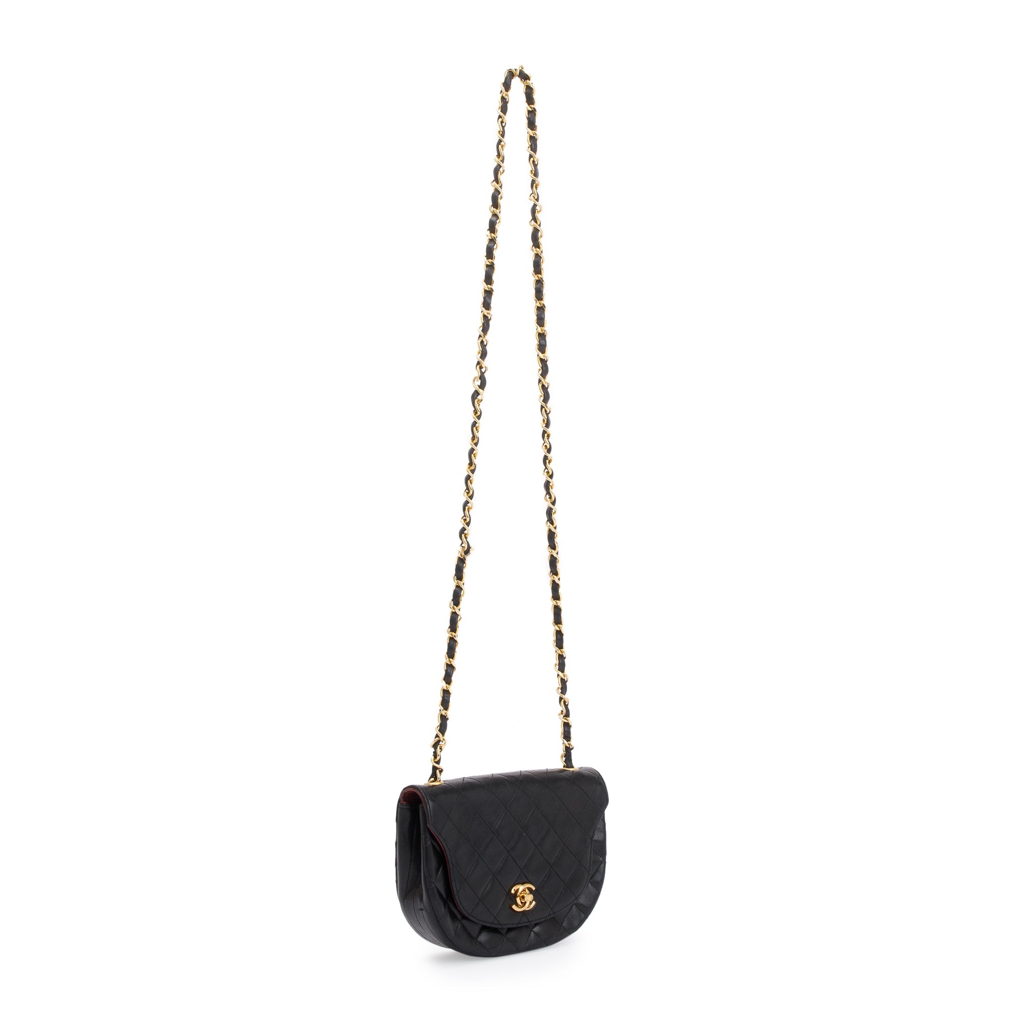 Chanel Vintage Black Lambskin Leather Mini Crossbody Flap Bag