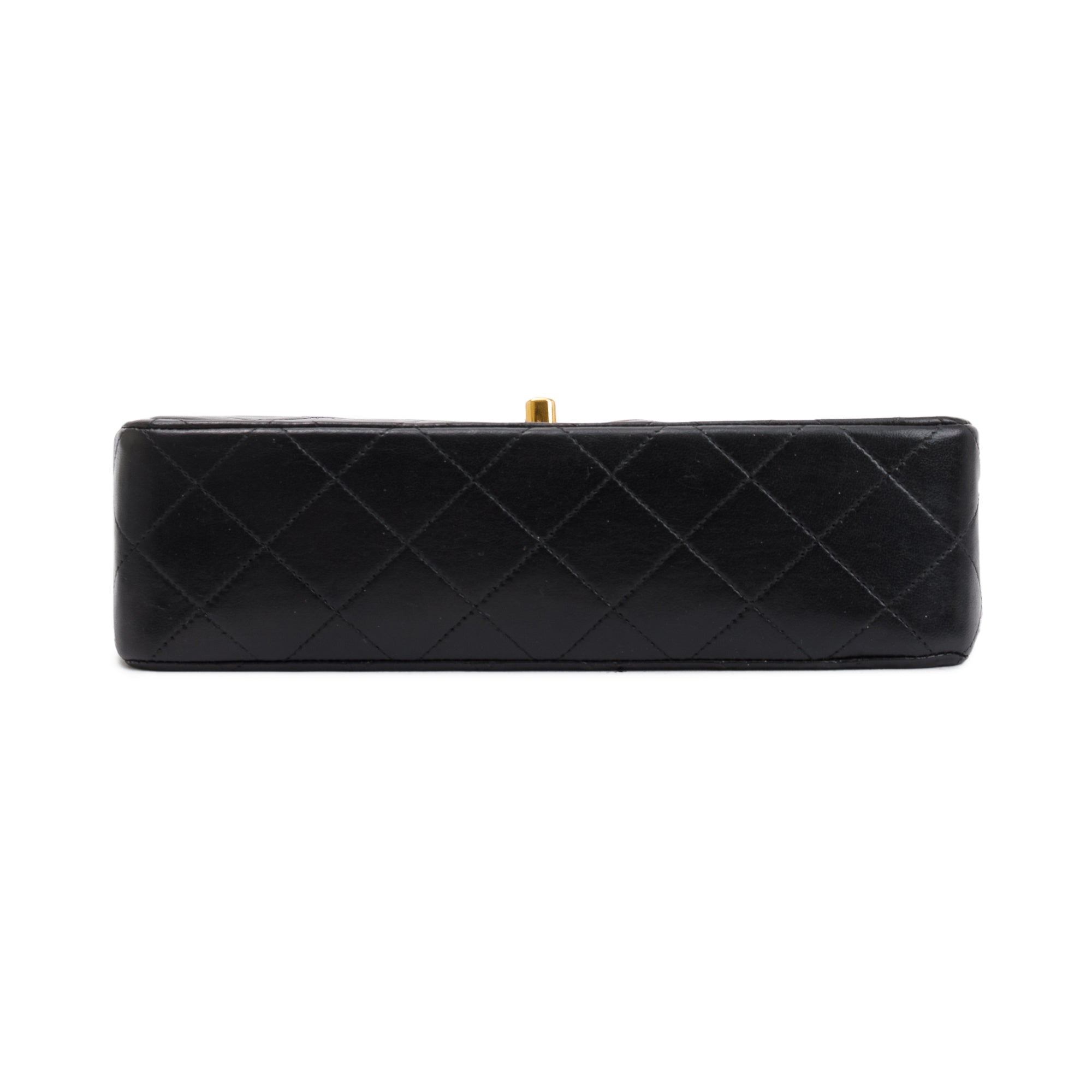 Chanel Vintage Black Lambskin Leather Small Classic Double Flap Bag