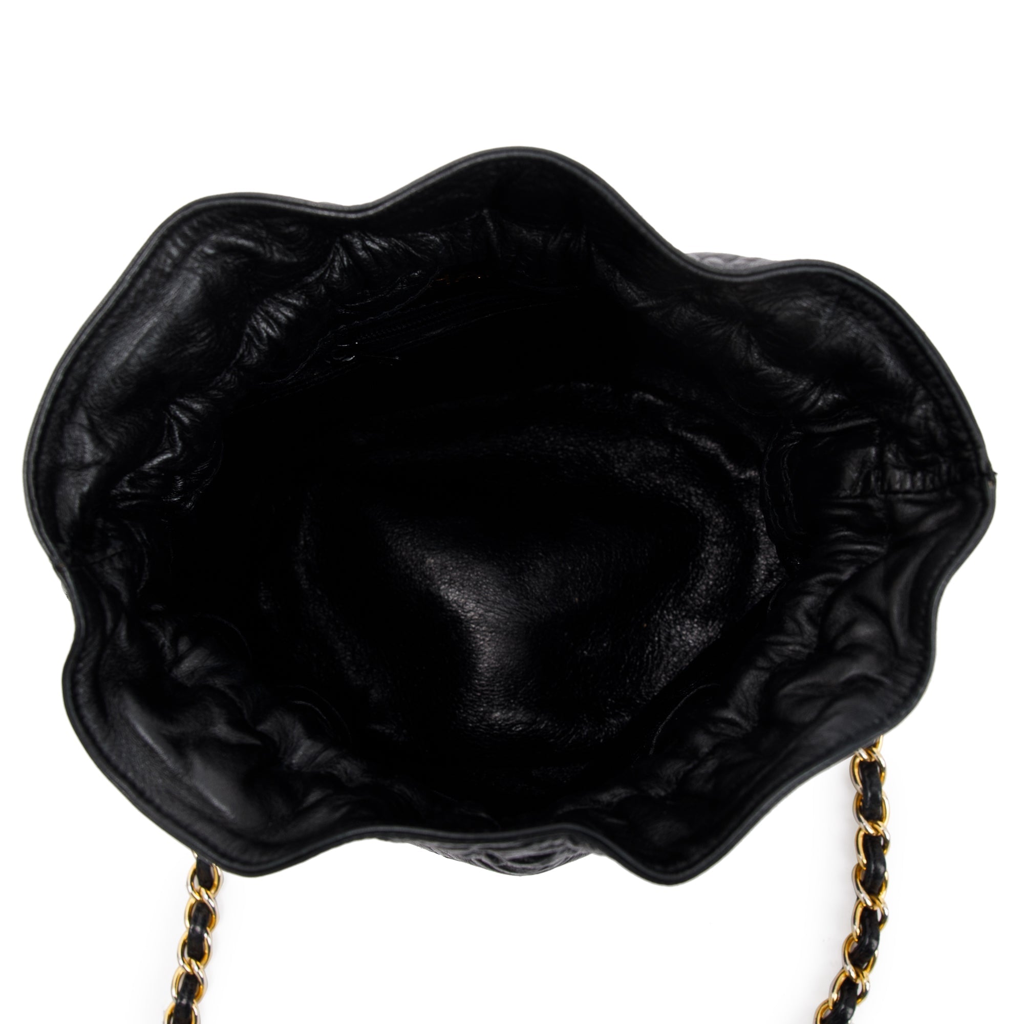 Chanel Vintage Black Lambskin Mini Bucket Crossbody Bag