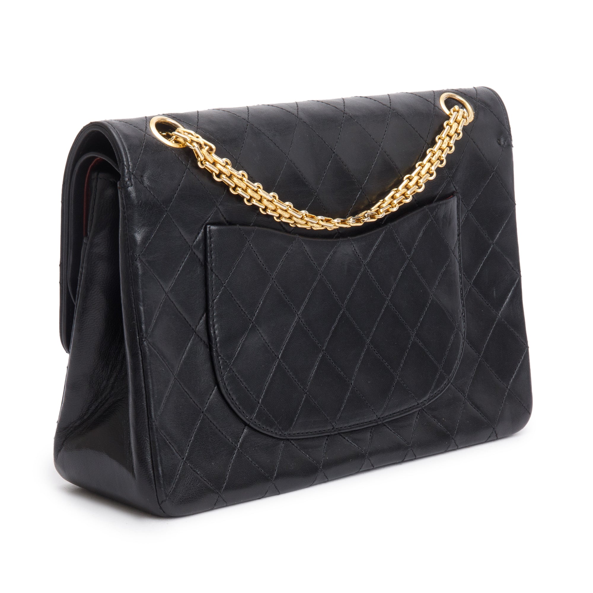 Chanel Vintage Black Quilted Lambskin Leather Bijoux Chain Medium Double Flap Bag