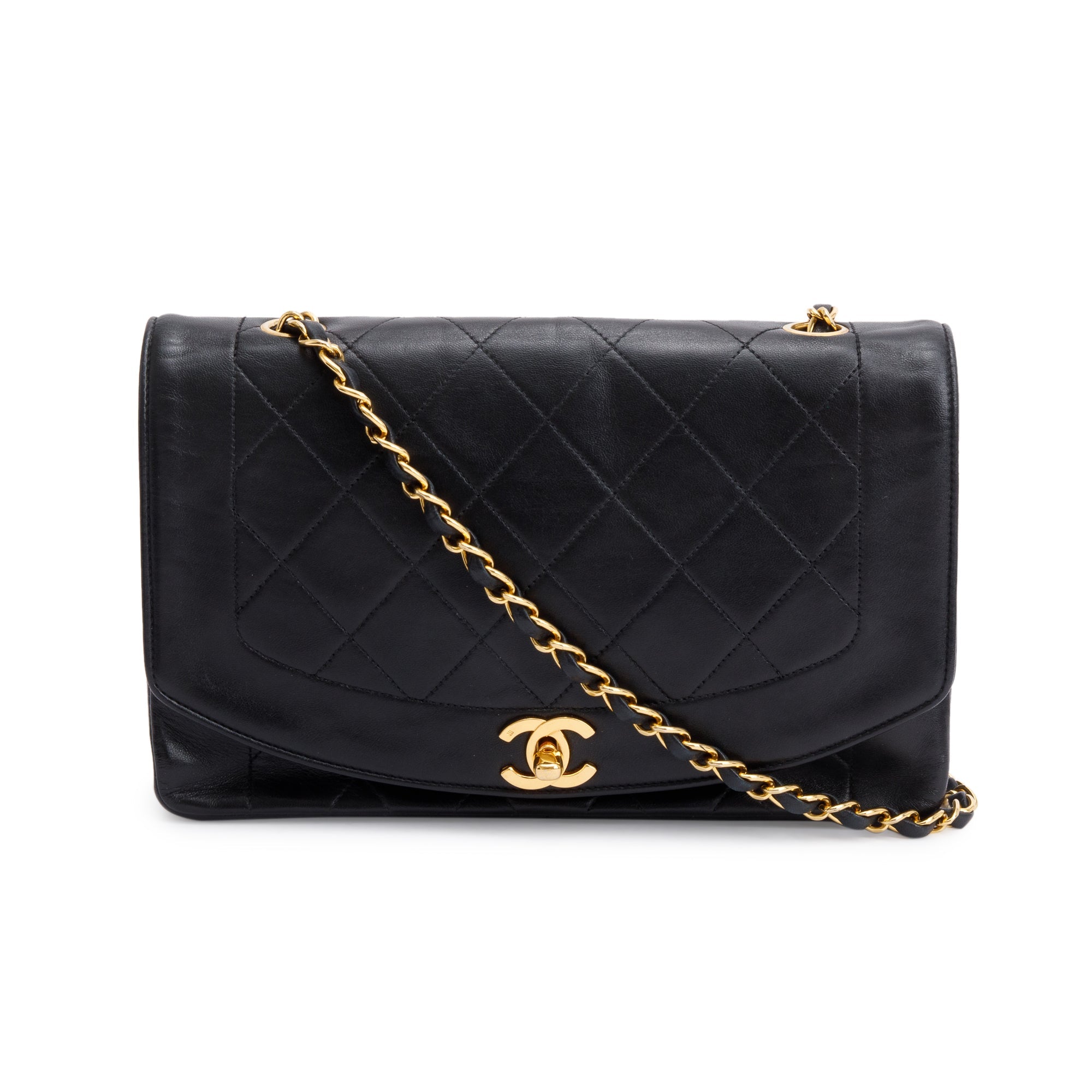 Chanel Vintage Black Quilted Lambskin Leather Classic Medium Double Flap Bag