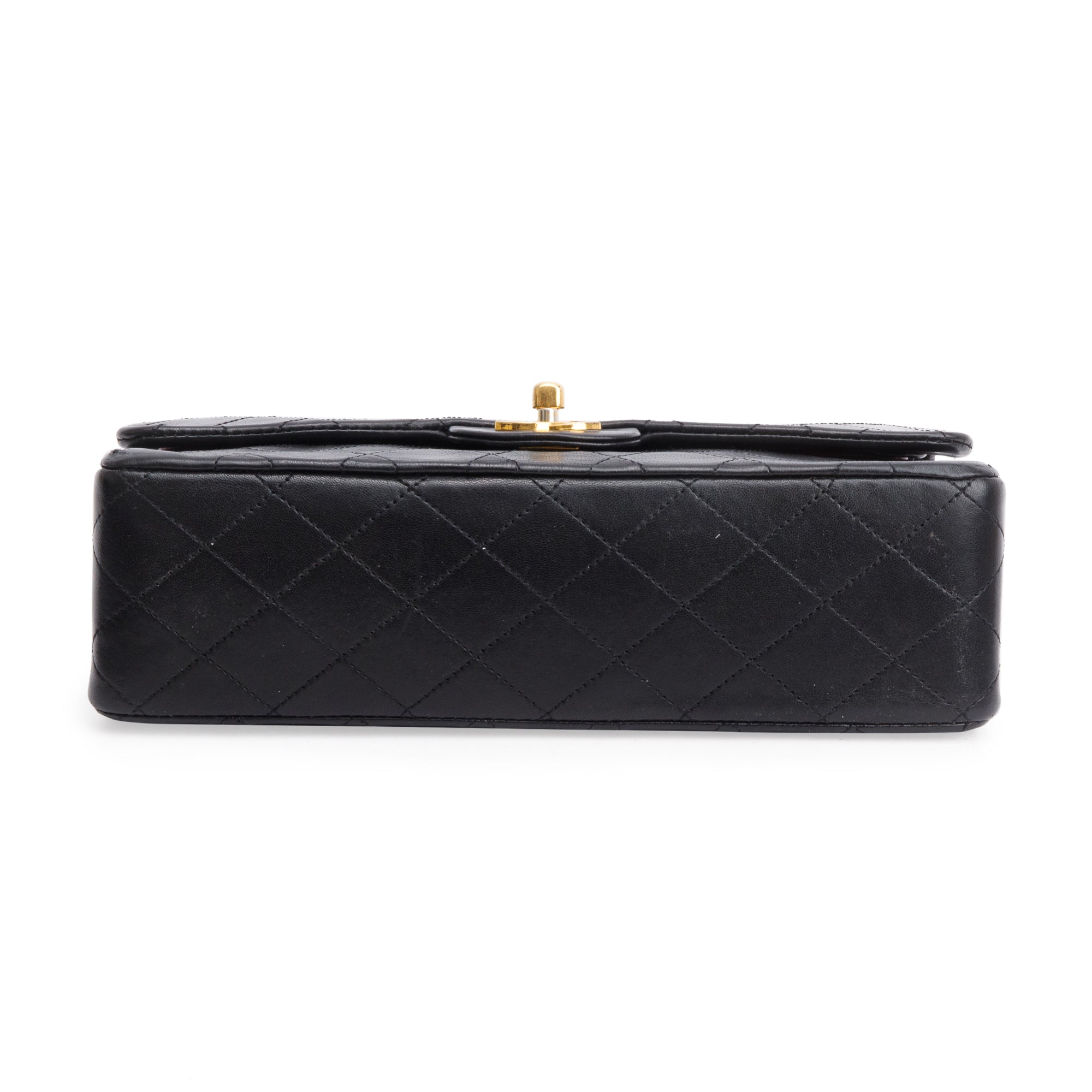 Chanel Vintage Black Quilted Lambskin Leather Classic Medium Double Flap Bag