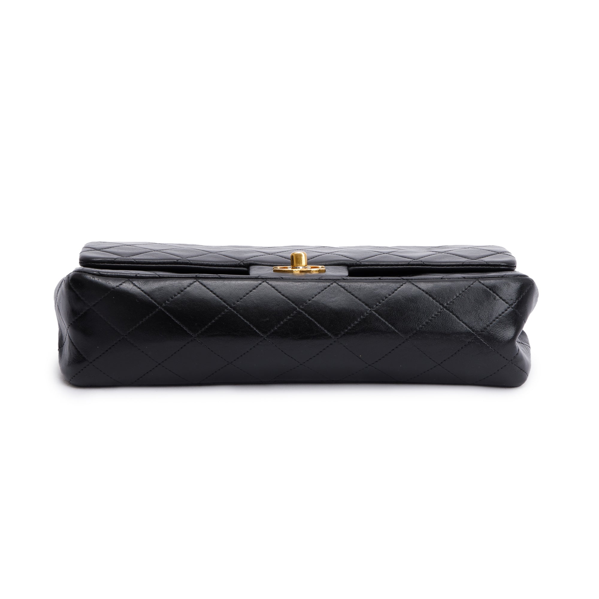 Chanel Vintage Black Quilted Lambskin Leather Classic Medium Double Flap Bag