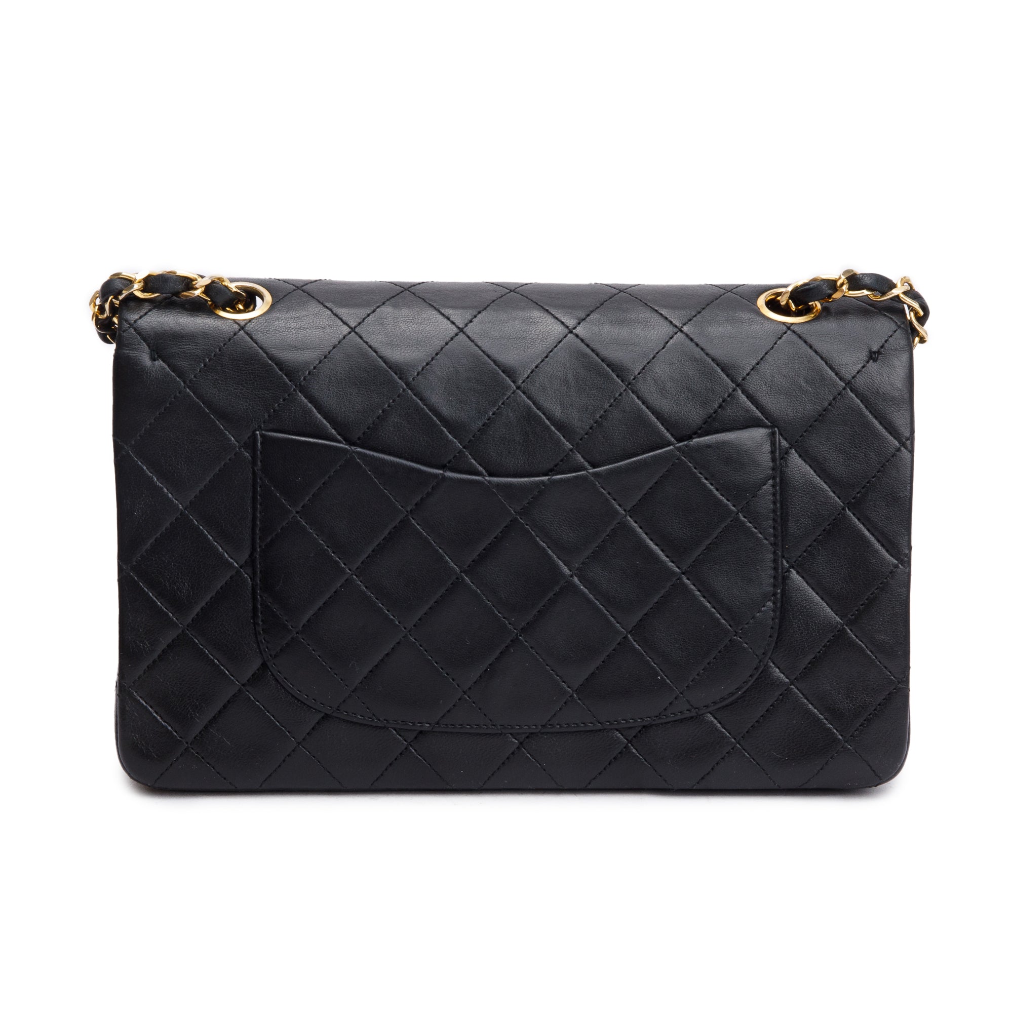 Chanel Vintage Black Quilted Lambskin Leather Classic Medium Double Flap Bag w/ Box