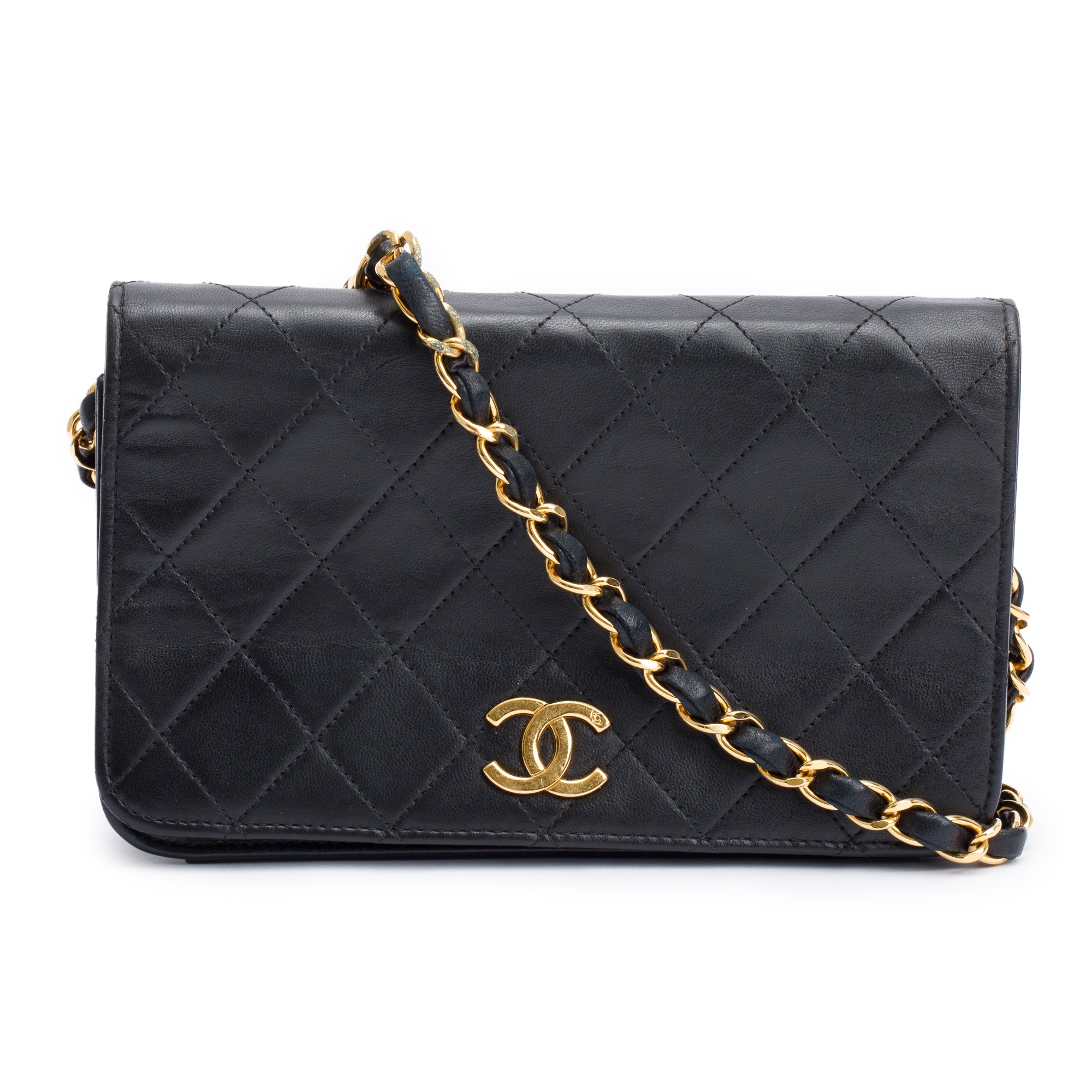 Chanel Vintage Black Quilted Lambskin Leather Mini CC Full Flap Bag