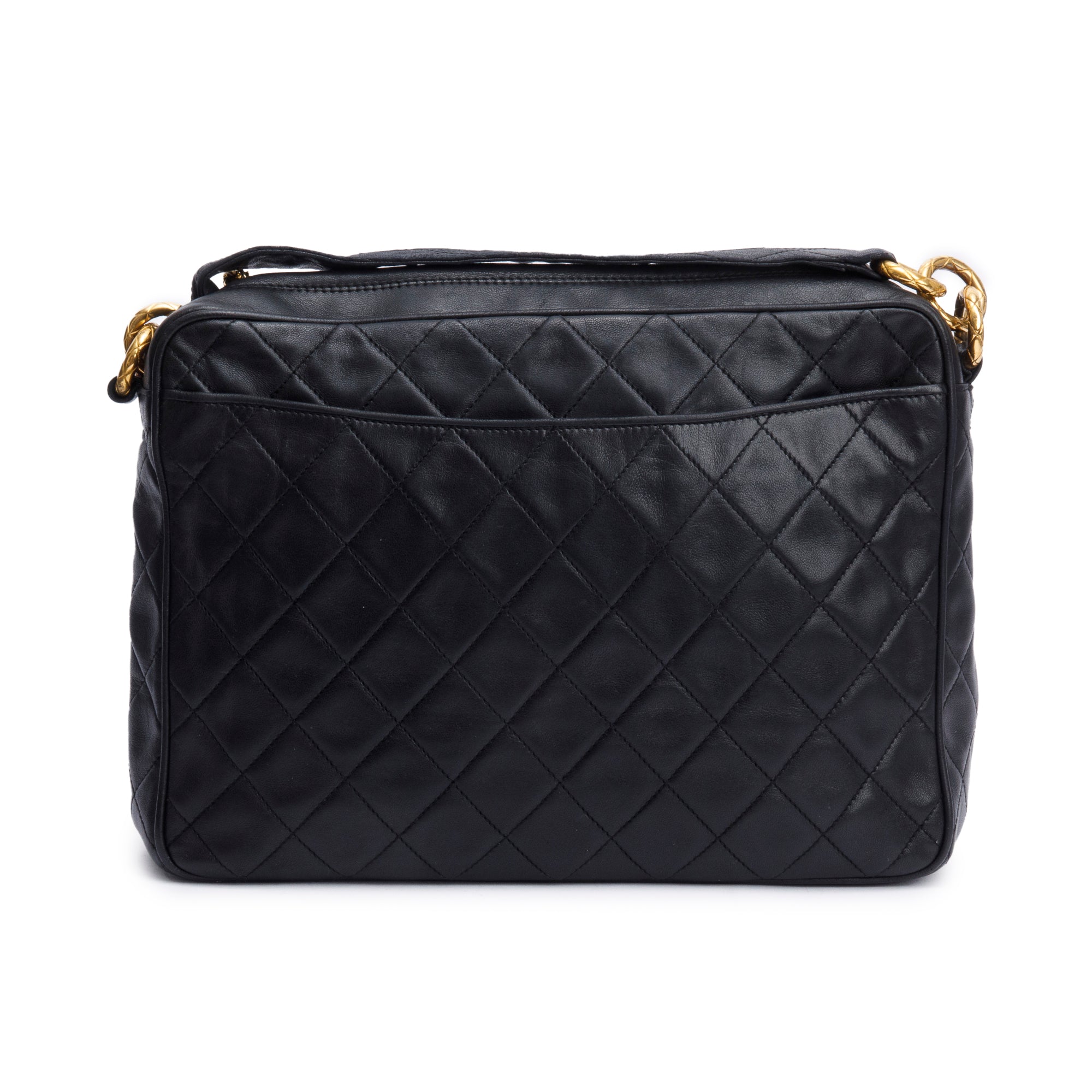 Chanel Vintage Black Quilted Lambskin Leather Tassel Camera Bag w/ Authenticity Card