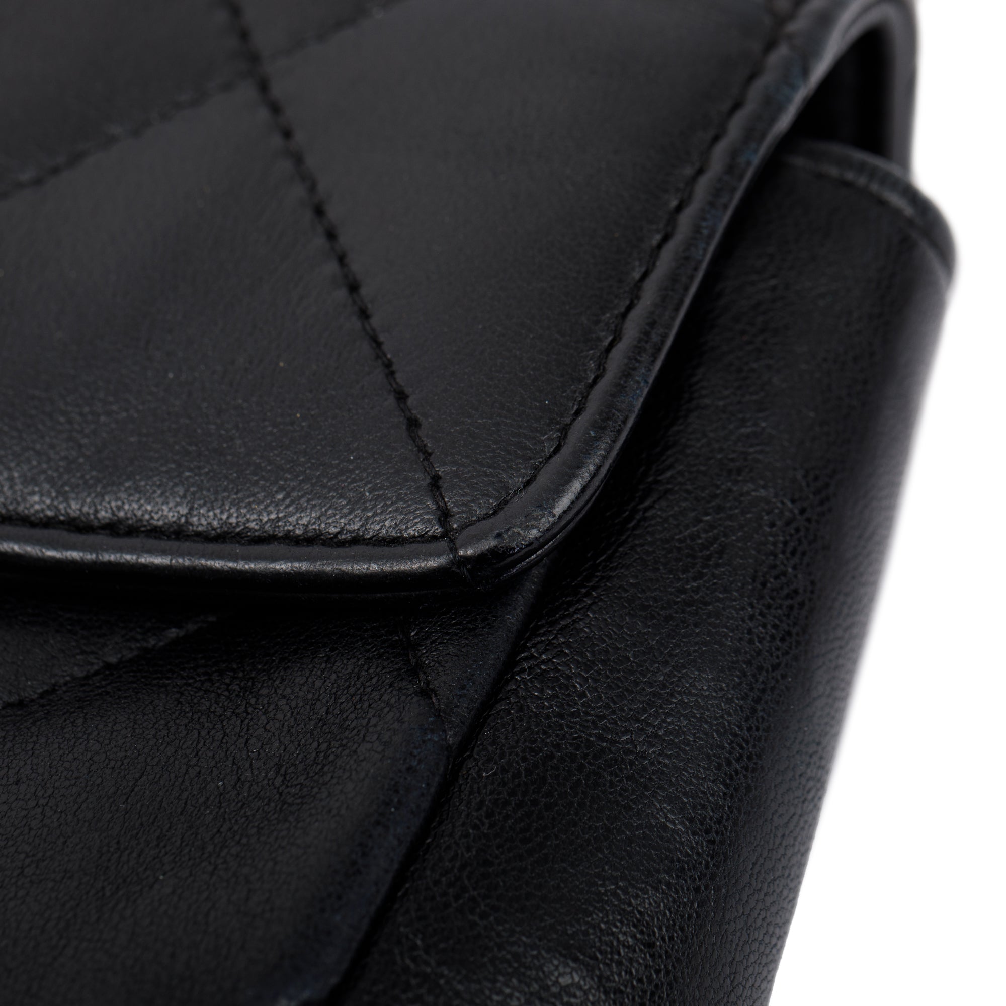 Chanel Vintage Black Quilted Lambskin Leather Vintage CC ID Bracelet Handle Bag