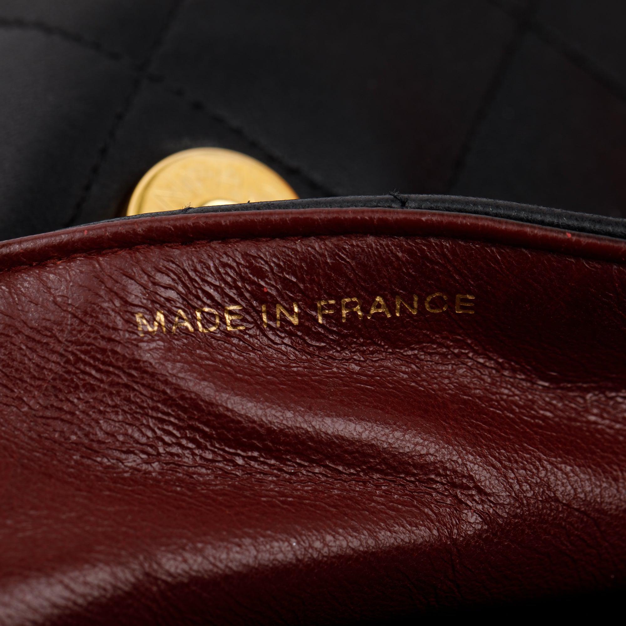 Chanel Vintage Black Quilted Lambskin Leather Vintage CC ID Bracelet Handle Bag