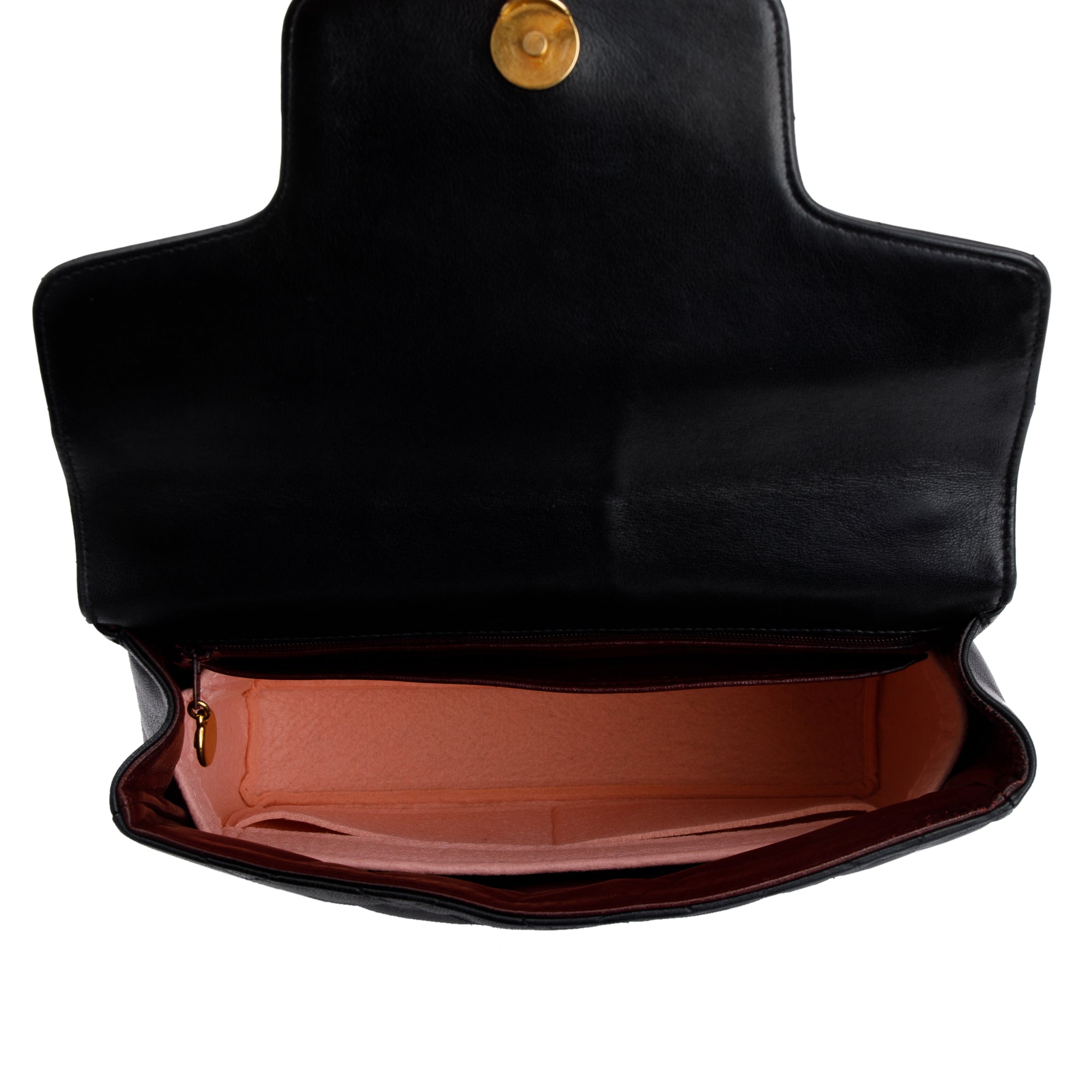 Chanel Vintage Black Quilted Lambskin Leather Vintage CC ID Bracelet Handle Bag