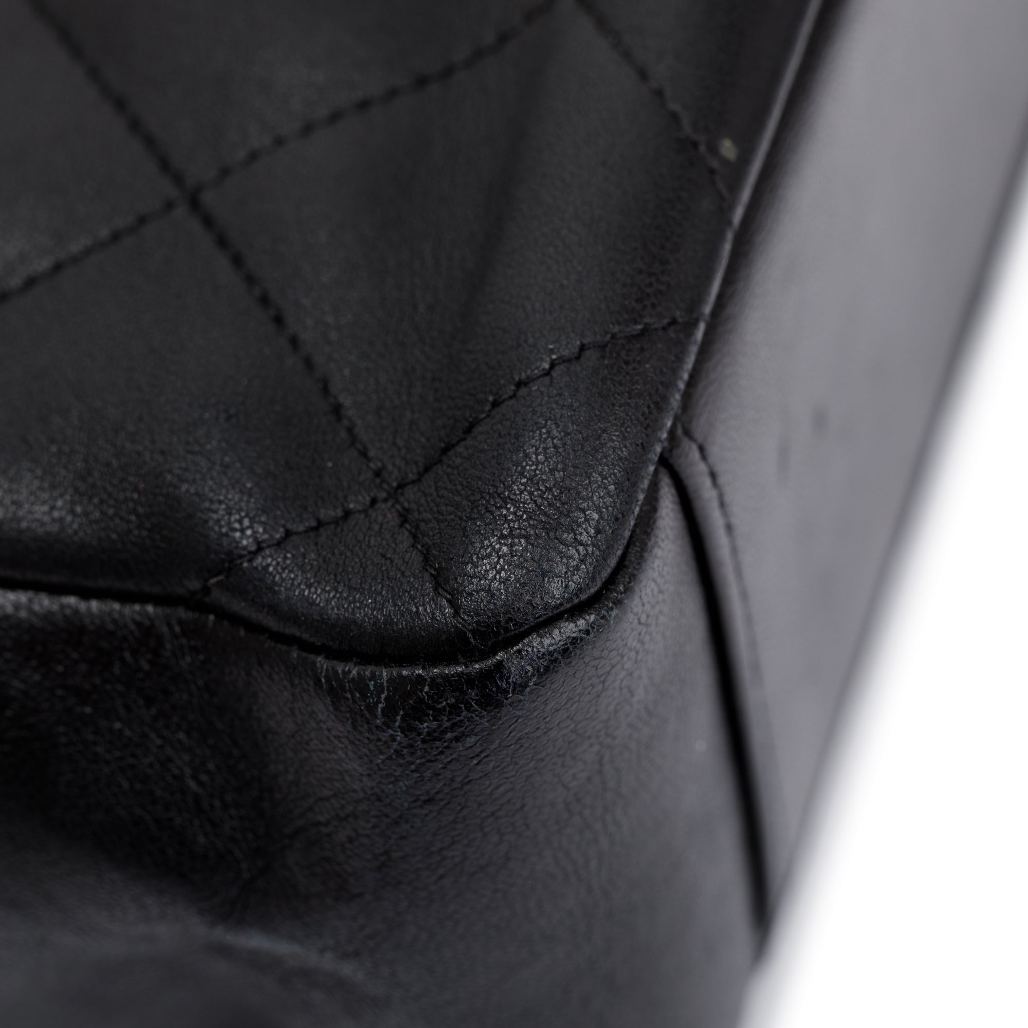 Chanel Vintage Black Quilted Lambskin Leather Vintage CC ID Bracelet Handle Bag