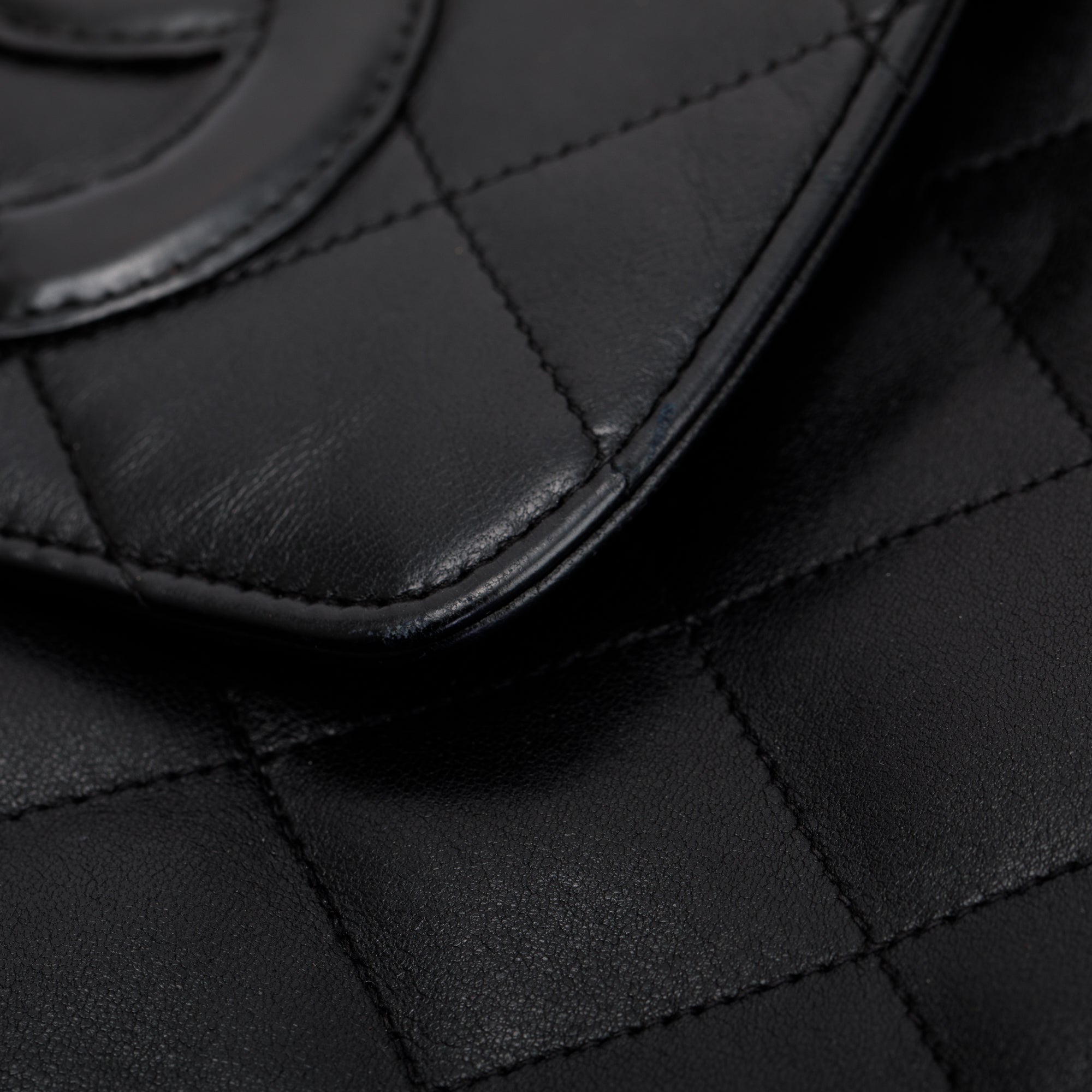 Chanel Vintage Black Quilted Lambskin Leather Vintage CC ID Bracelet Handle Bag