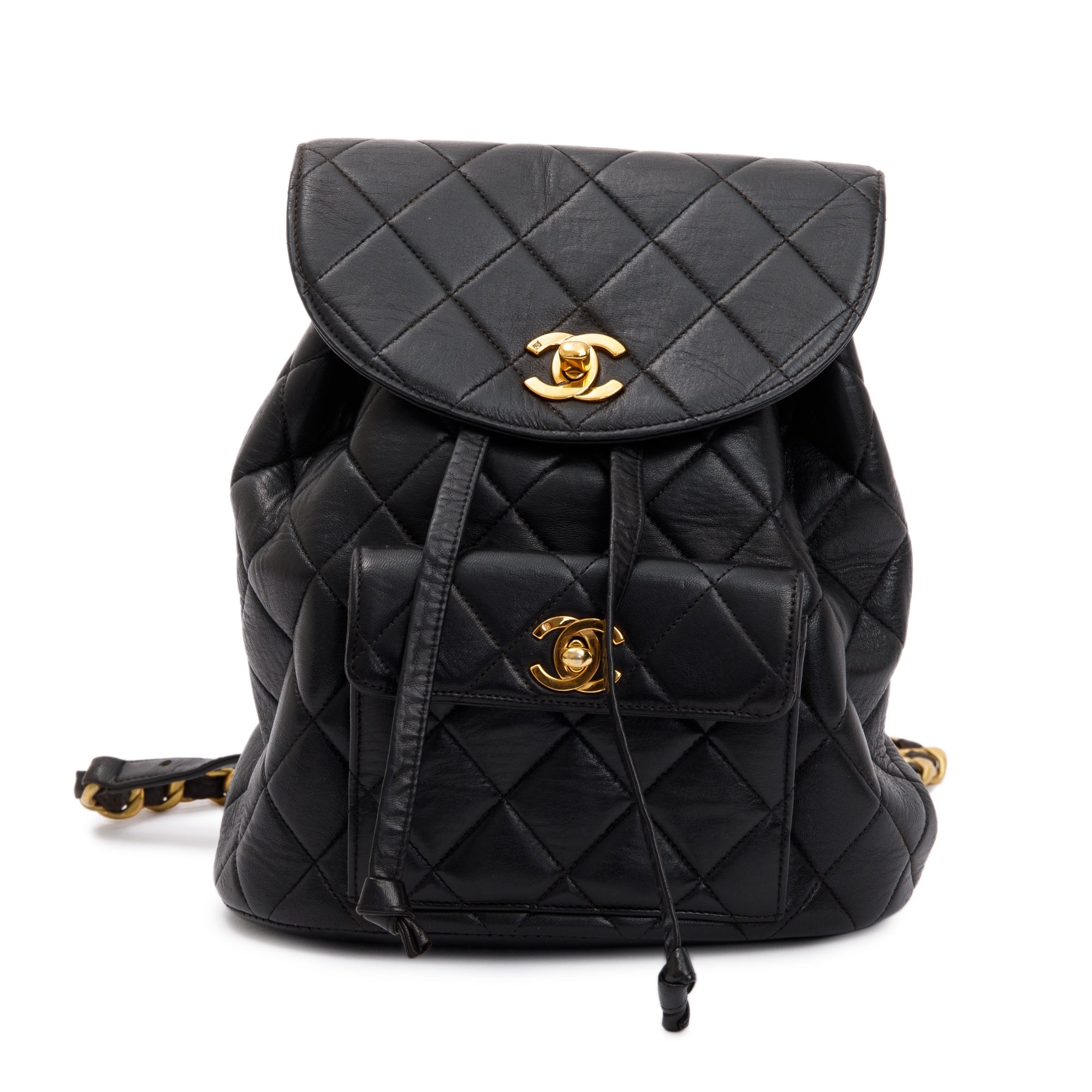 Chanel Vintage Black Quilted Lambskin Mini Duma Backpack