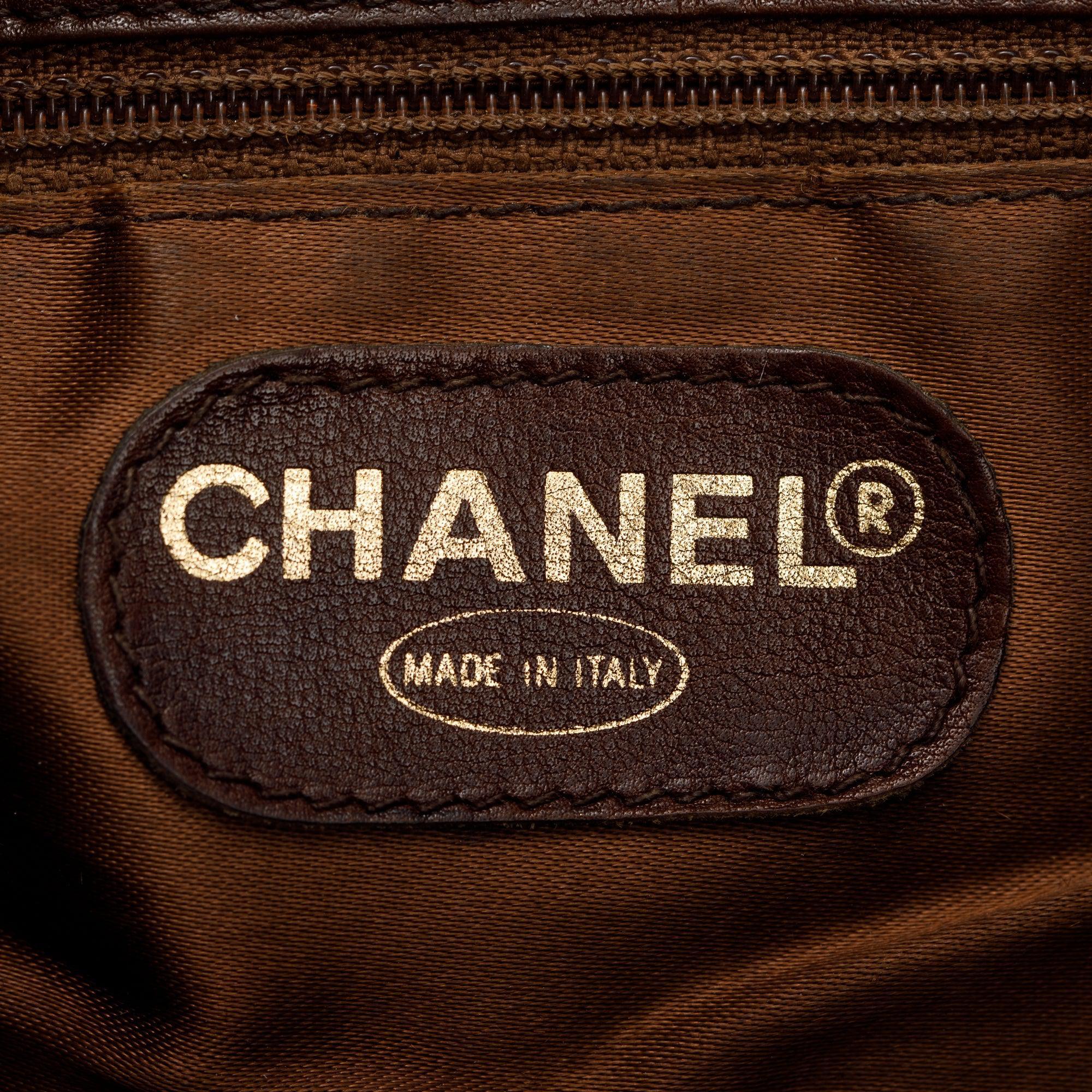 Chanel Vintage Brown Quilted Lambskin Leather Tote