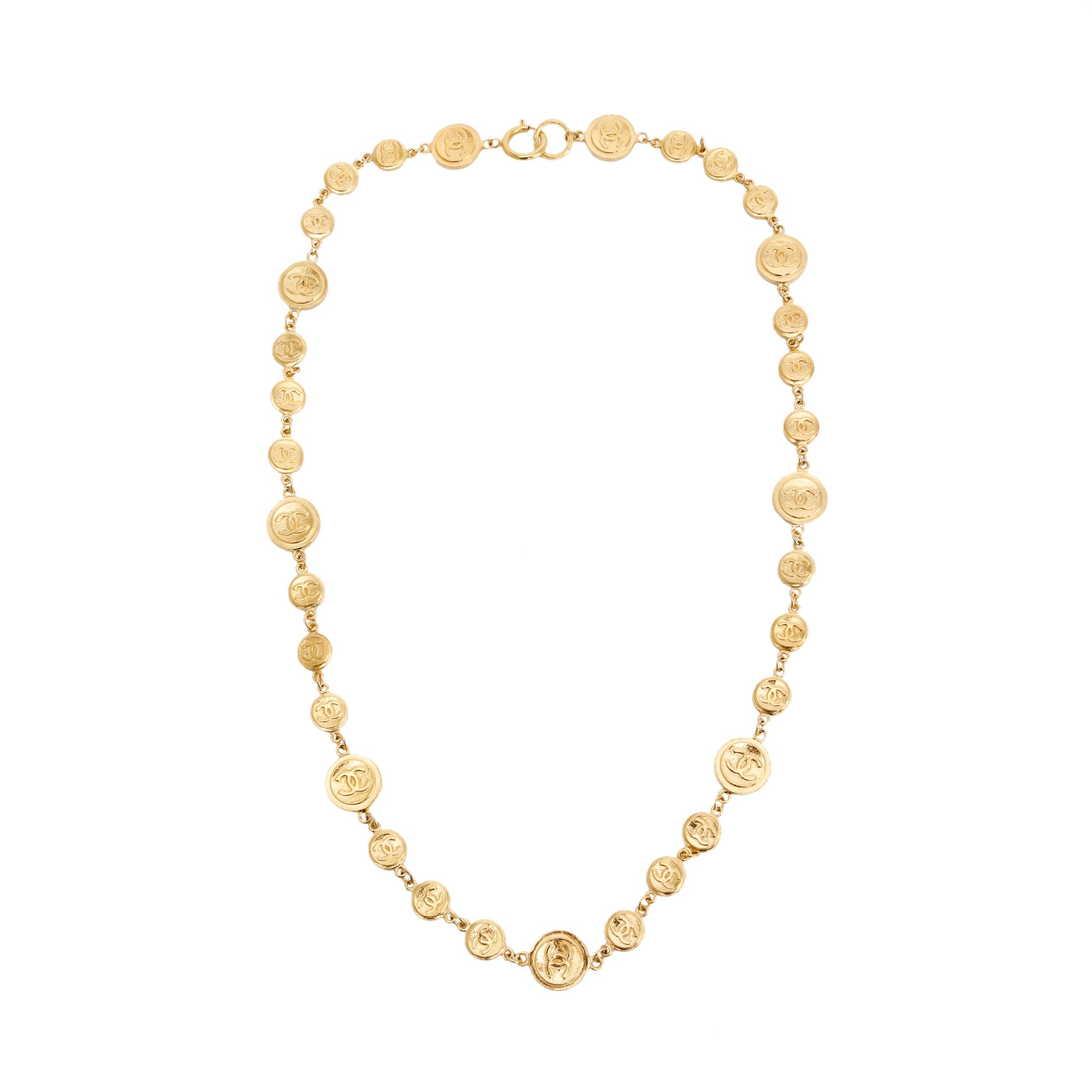 Chanel Vintage CC Medallion Station Long Necklace