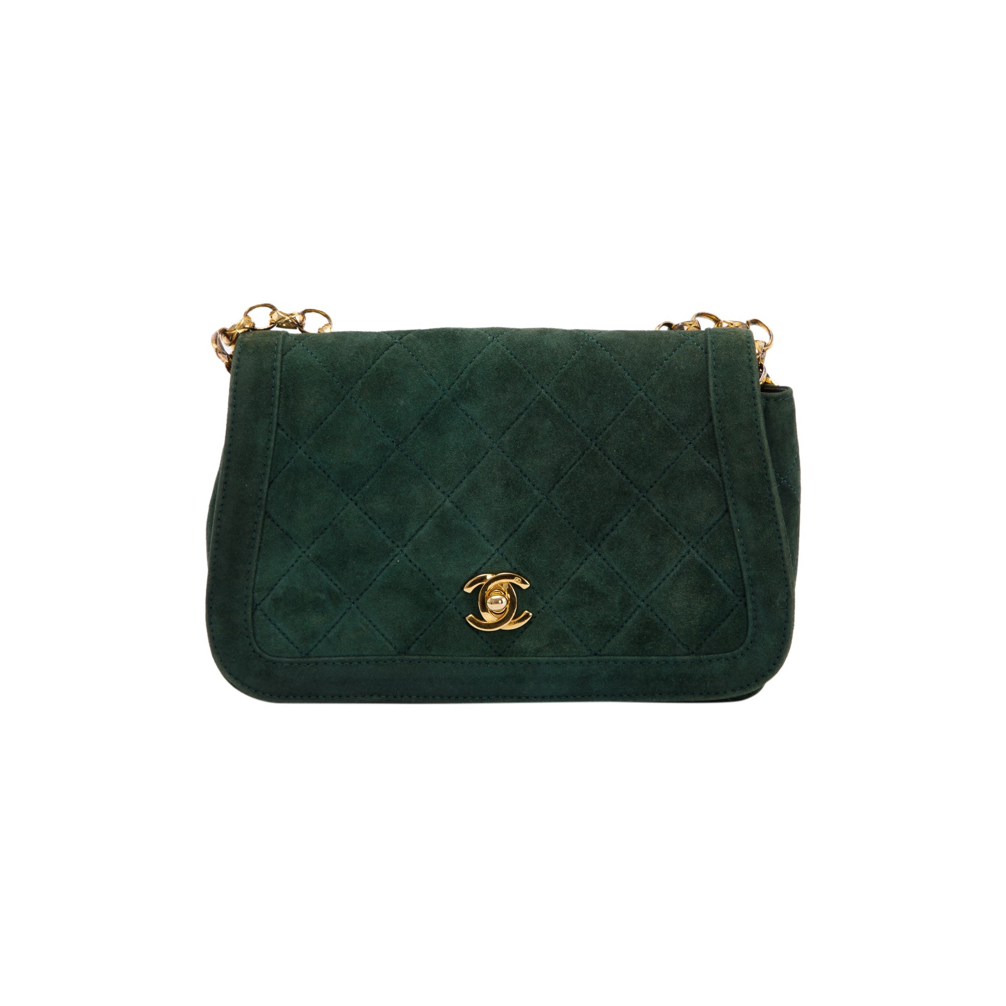 Chanel Vintage CC Suede Bijoux Chain Flap Bag w/ Authenticity Card