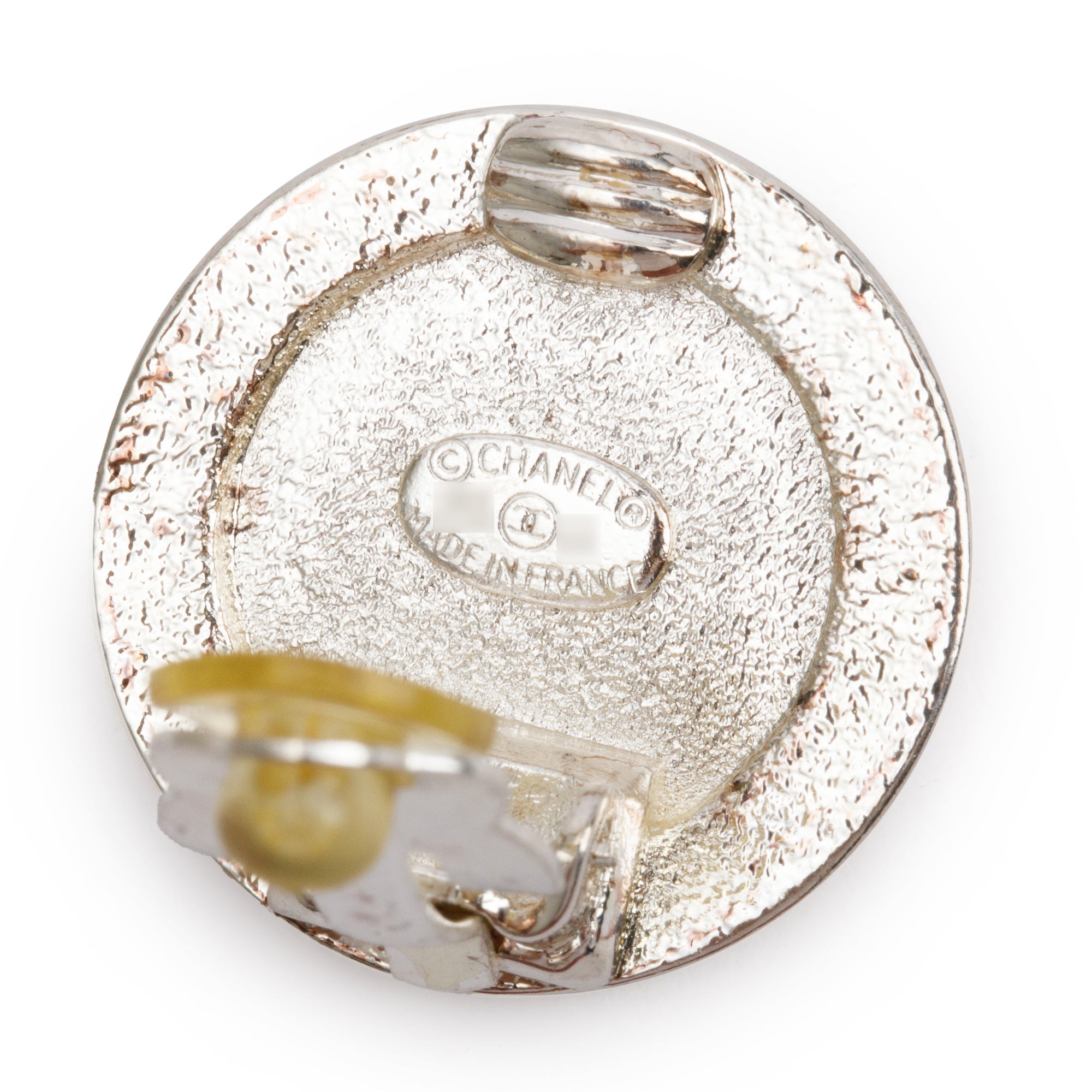 Chanel Vintage Palladium Plated Coco Chanel Clip-On Earrings