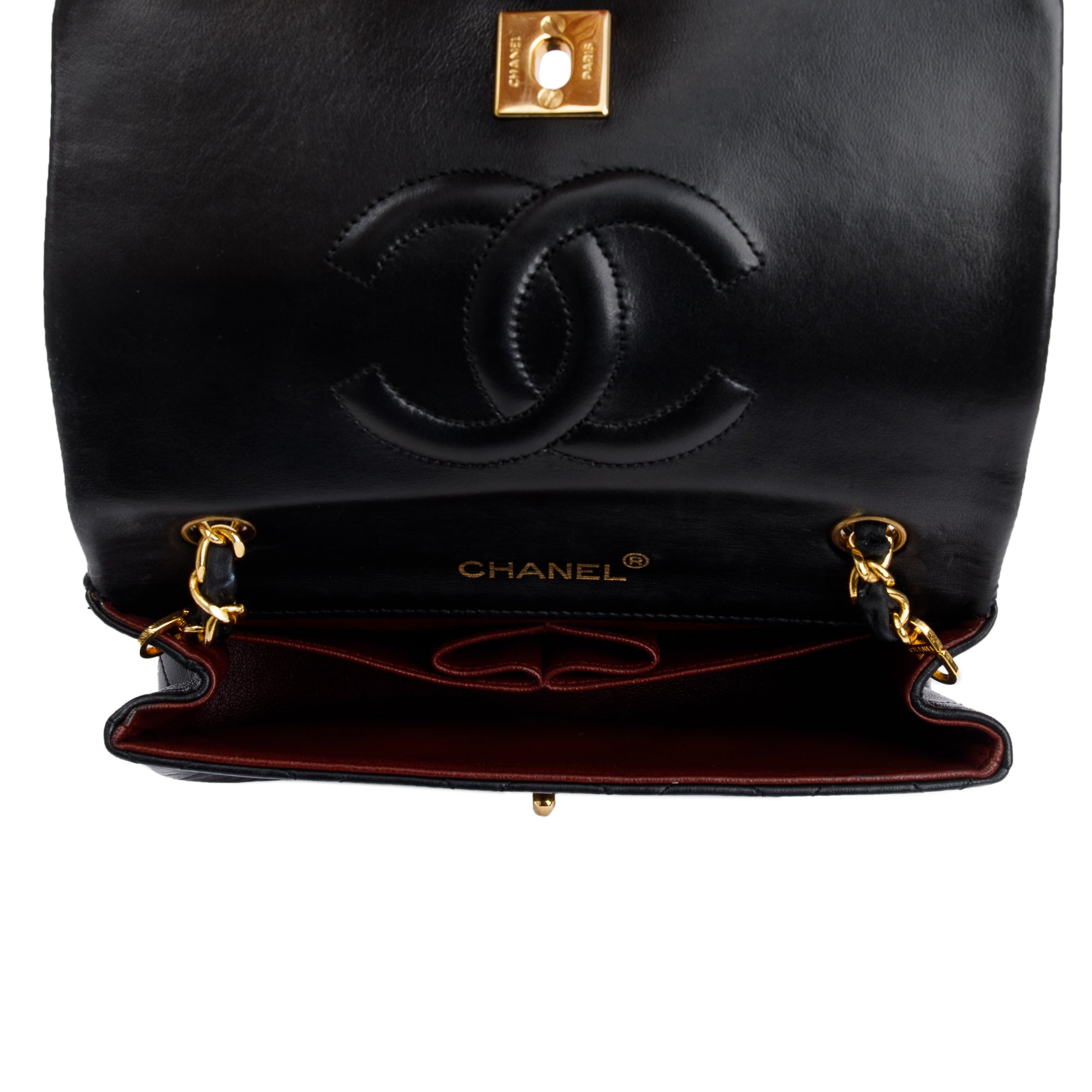 Chanel Vintage Quilted Lambskin Mini Rectangular Full Flap Bag w/ Authenticity Card