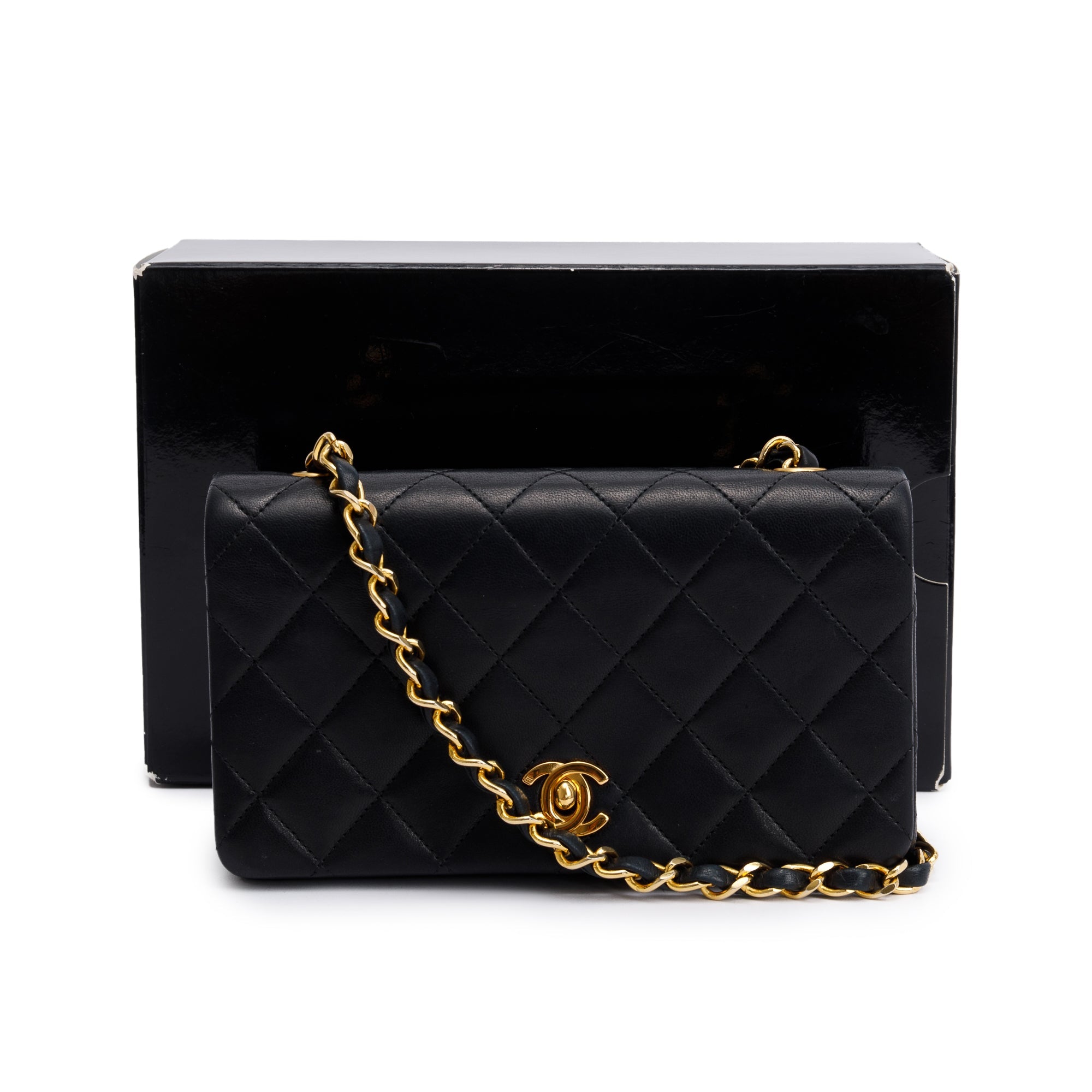 Chanel Vintage Quilted Lambskin Mini Rectangular Full Flap Bag w/ Box & Authenticity Card