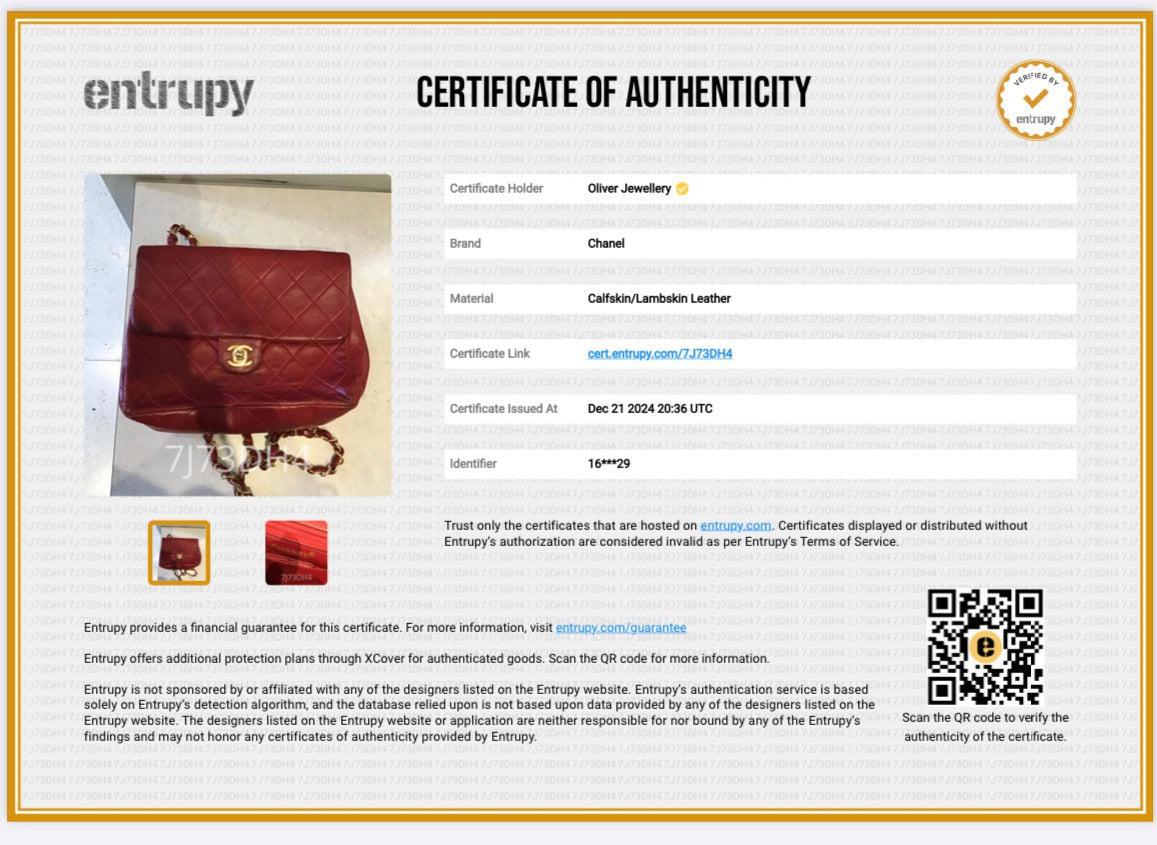 Chanel Vintage Red Quilted Calfskin Leather Small Square Single Flap Bag