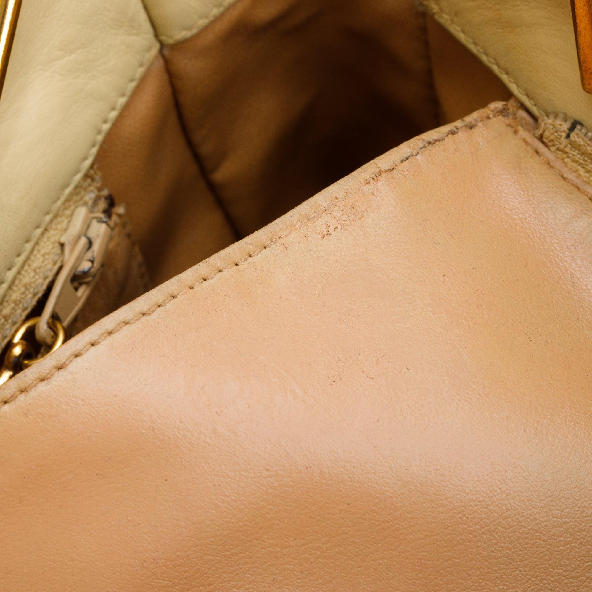 Chanel Vintage Yellow Calfskin Leather Chain Tote w/ Authenticity Card