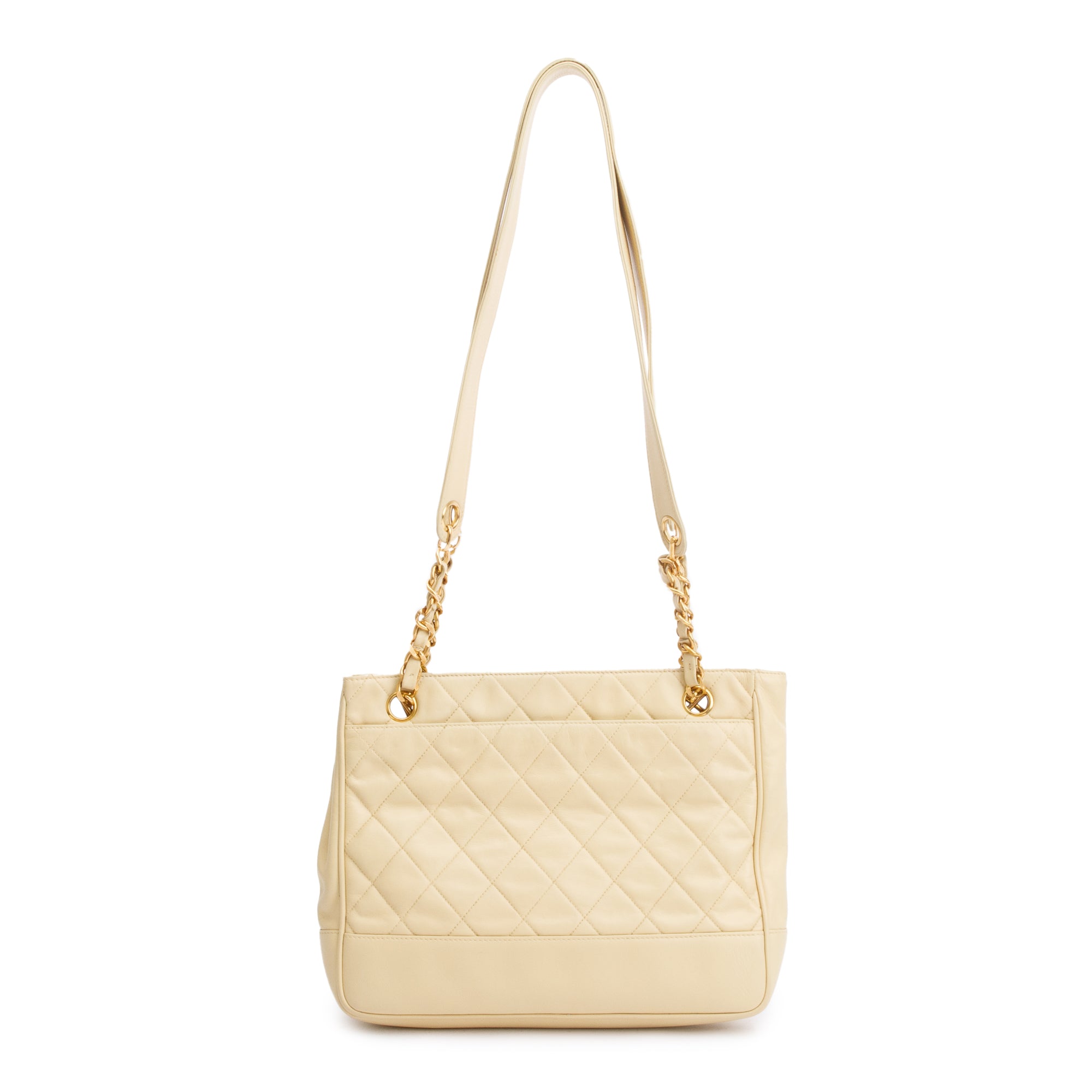 Chanel Vintage Yellow Calfskin Leather Chain Tote w/ Authenticity Card