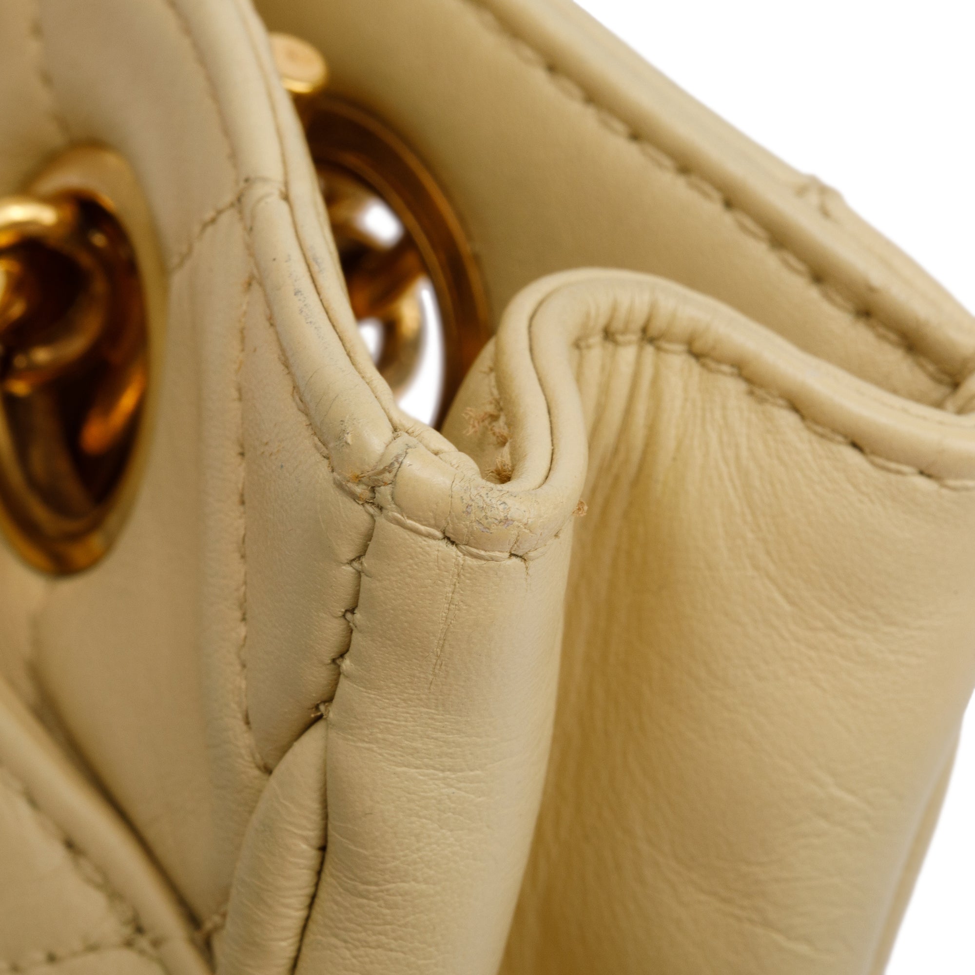 Chanel Vintage Yellow Calfskin Leather Chain Tote w/ Authenticity Card