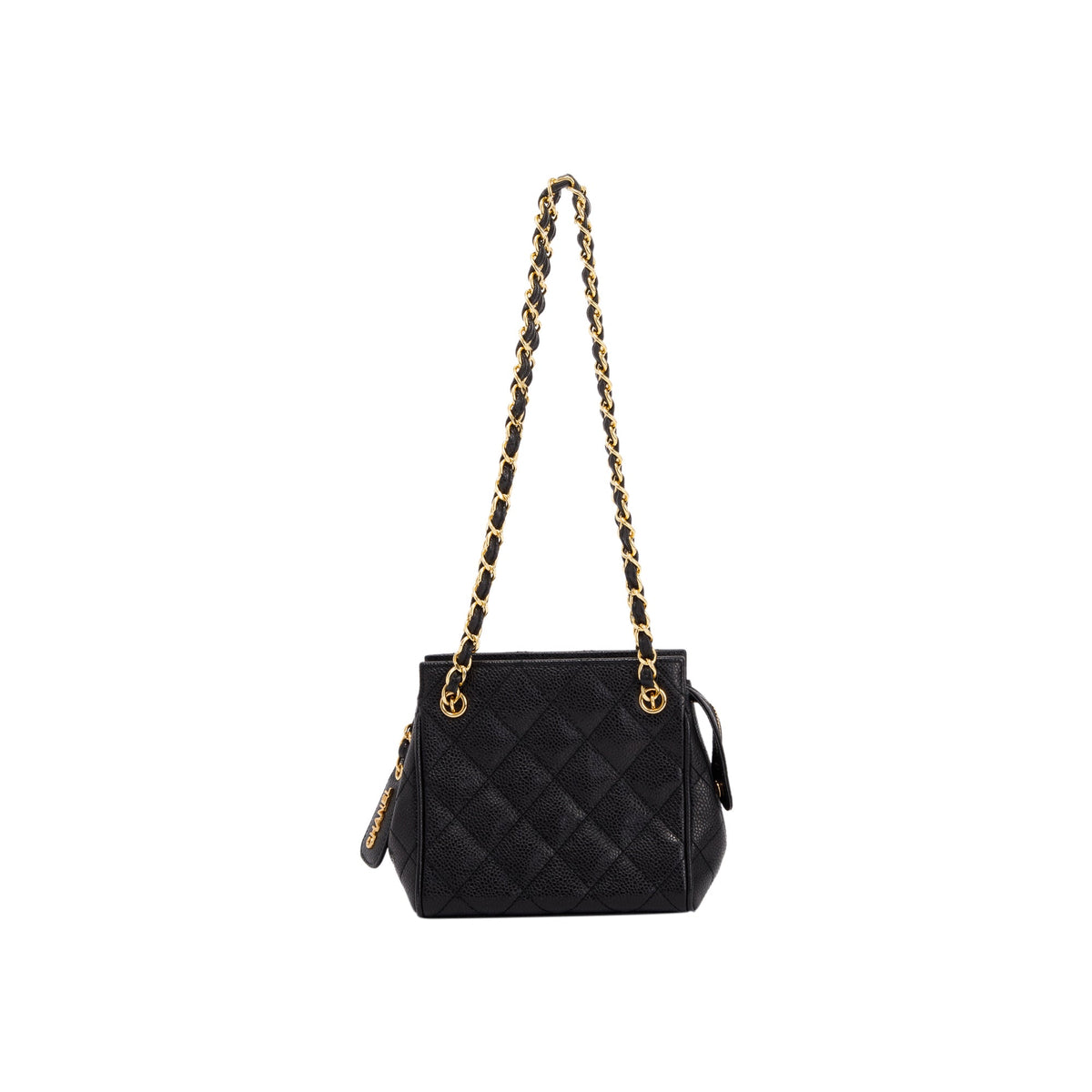 CHANEL バッグ Flap bag with top handle, Lambskin & gold-tone metal, black